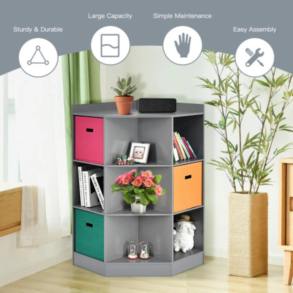 Hivvago Kids Corner Storage Cabinet with 3 Baskets