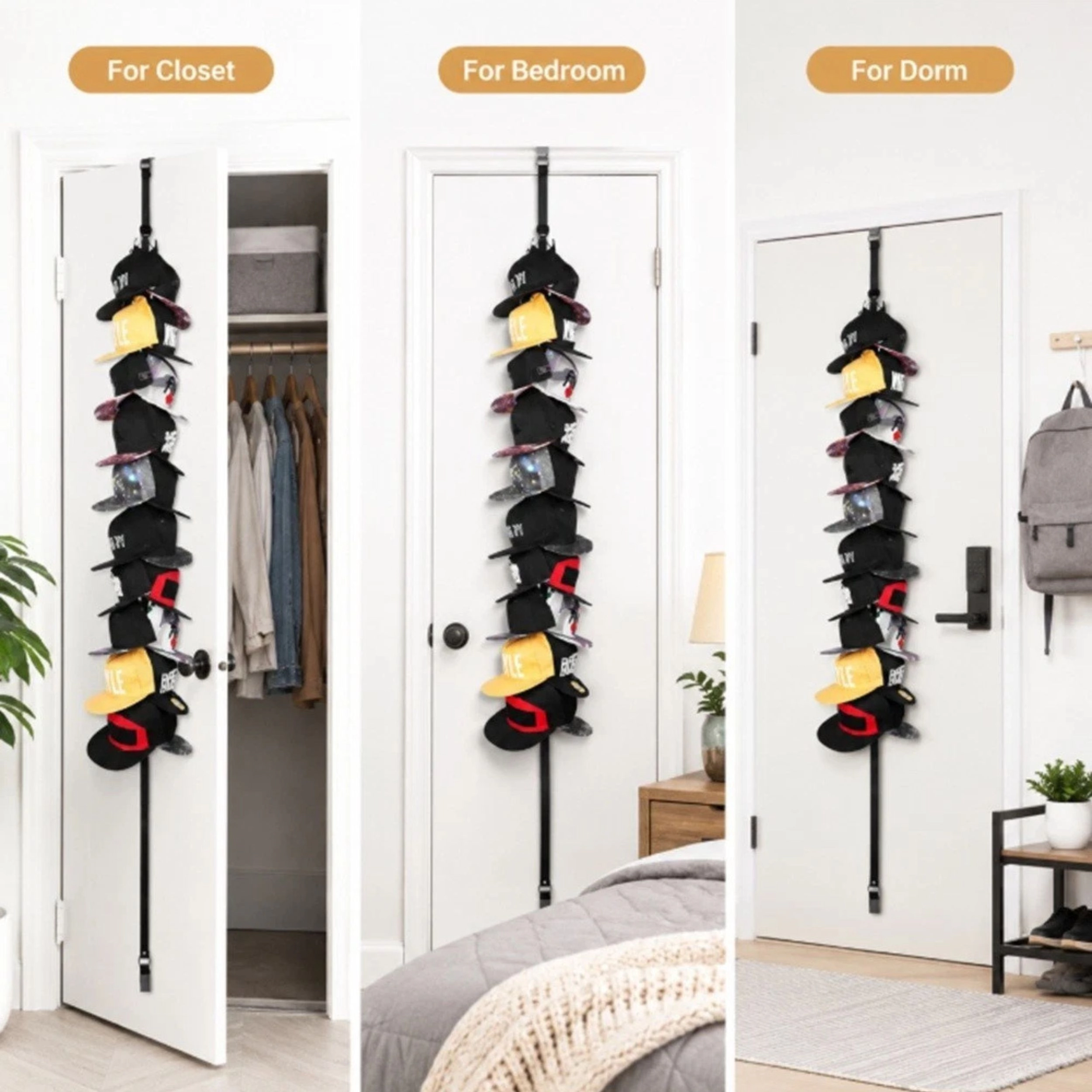 Home Collection 20 Hat Baseball Cap Organizer Closet Door Hanging Storage Rack