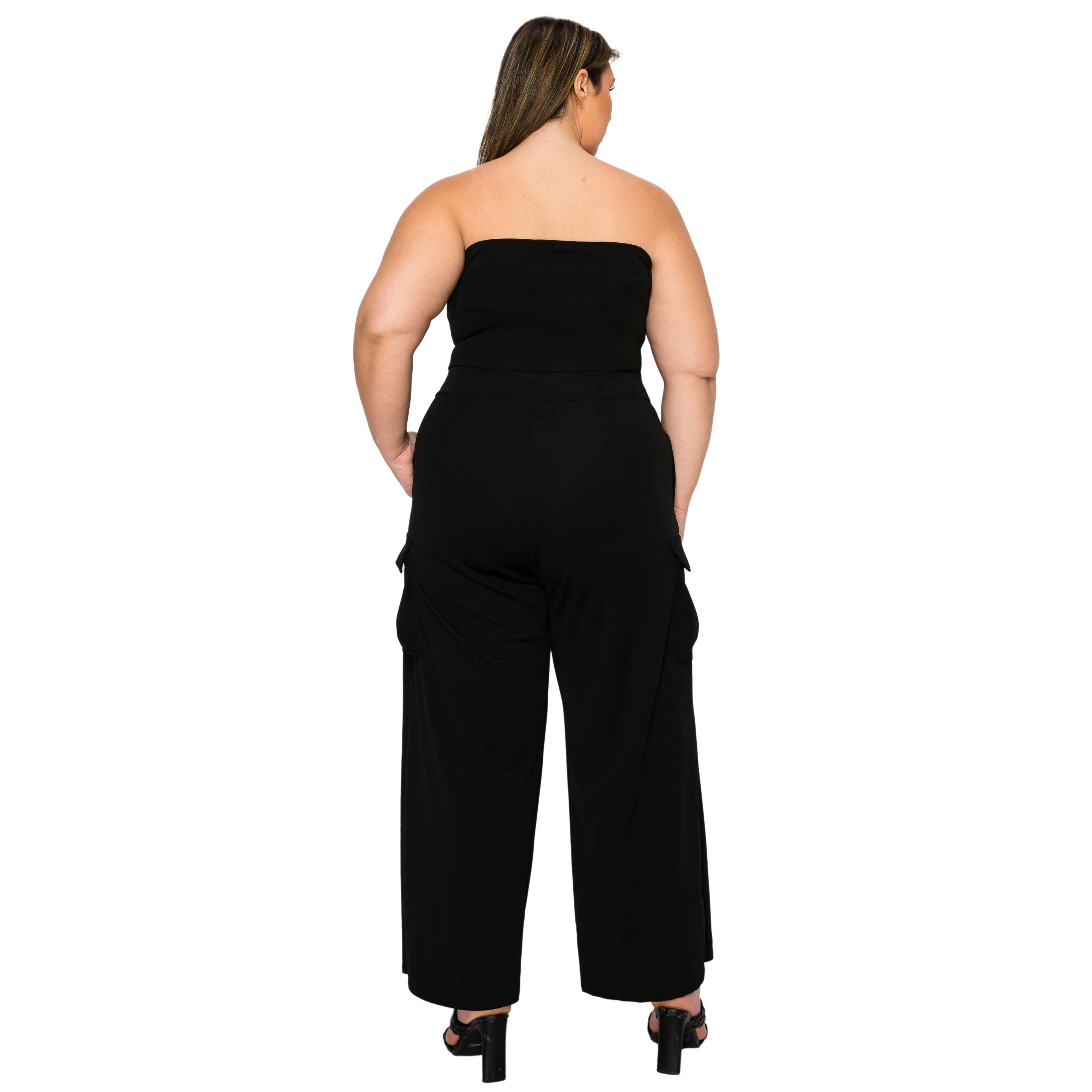 L I V D Women's Plus Yumi Sleeveless Cargo Jumpsuit