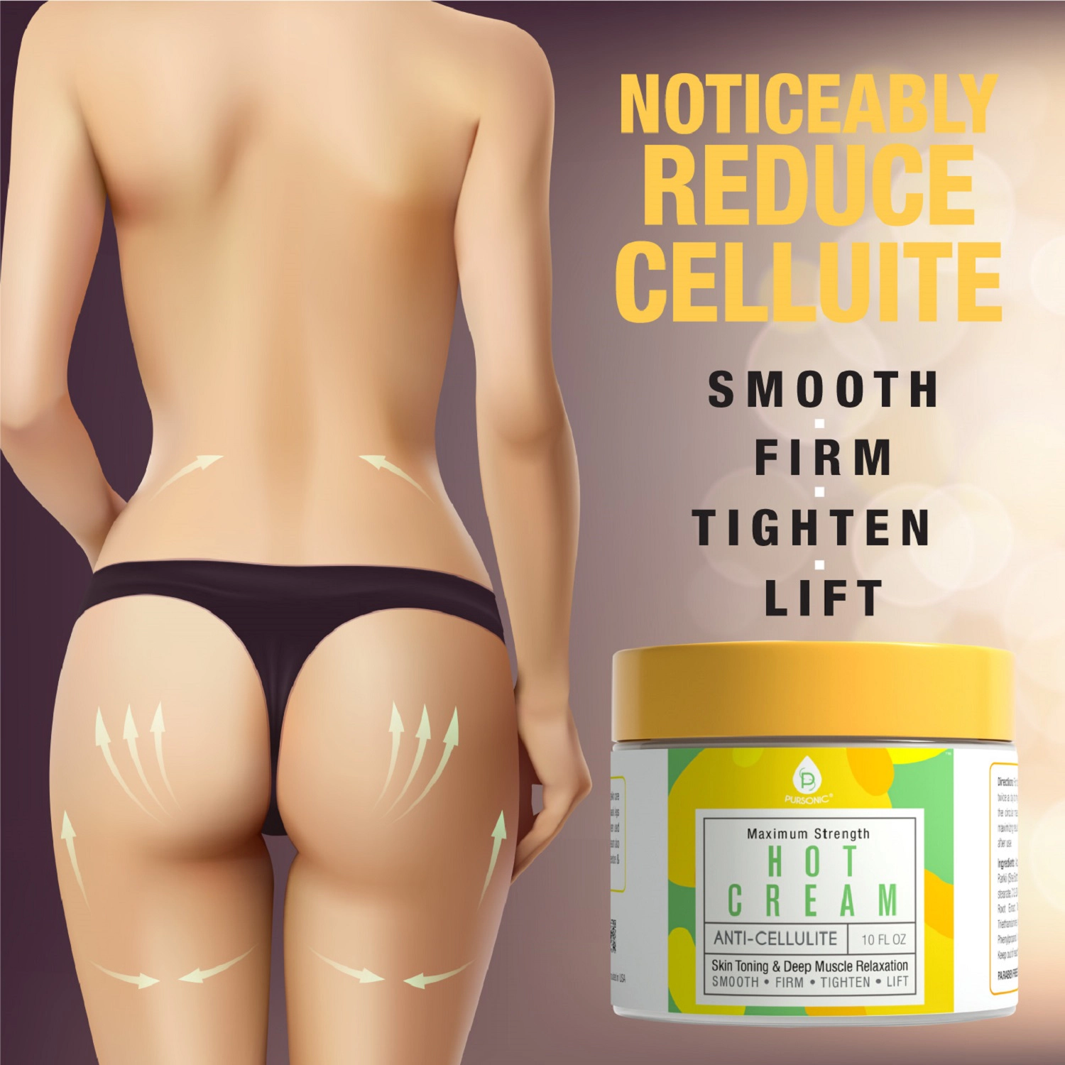 Pursonic Unisex Firming & Muscle Relief Hot Cream – Anti-Cellulite Body Treatment Moisturizer for Skin Toning & Relaxation