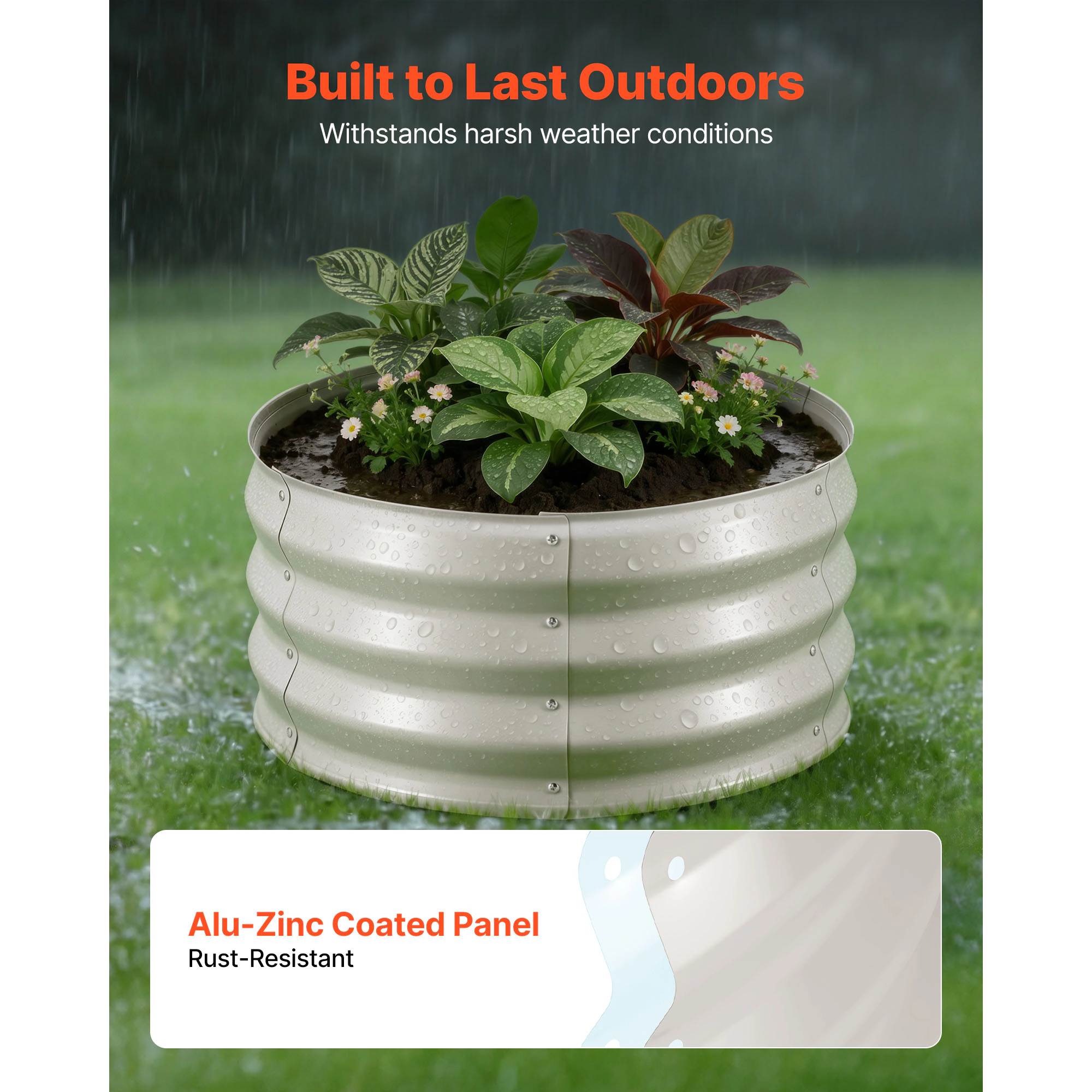 HONGGE Metal Raised Garden Outdoor Galvanized Planter Garden Planter Raised for Vegetables Flowers
