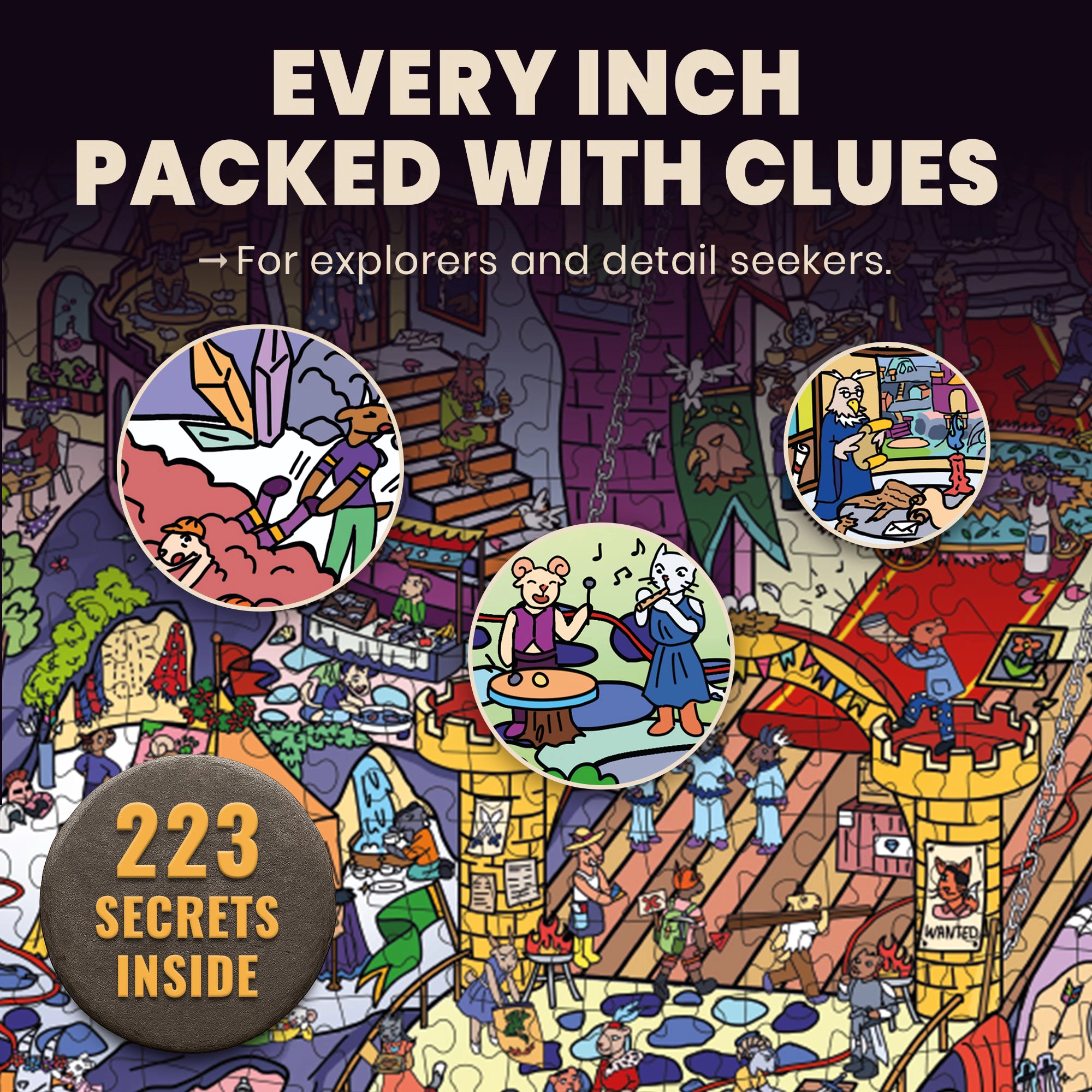 QUOKKA 1000-Piece Jigsaw Puzzles for Adults – Furfloat Kingdom, Twigtail Kingdom, Rocktail Kingdom and Blush Lotus Kingdom – Premium Box, Extra Fun Challenges
