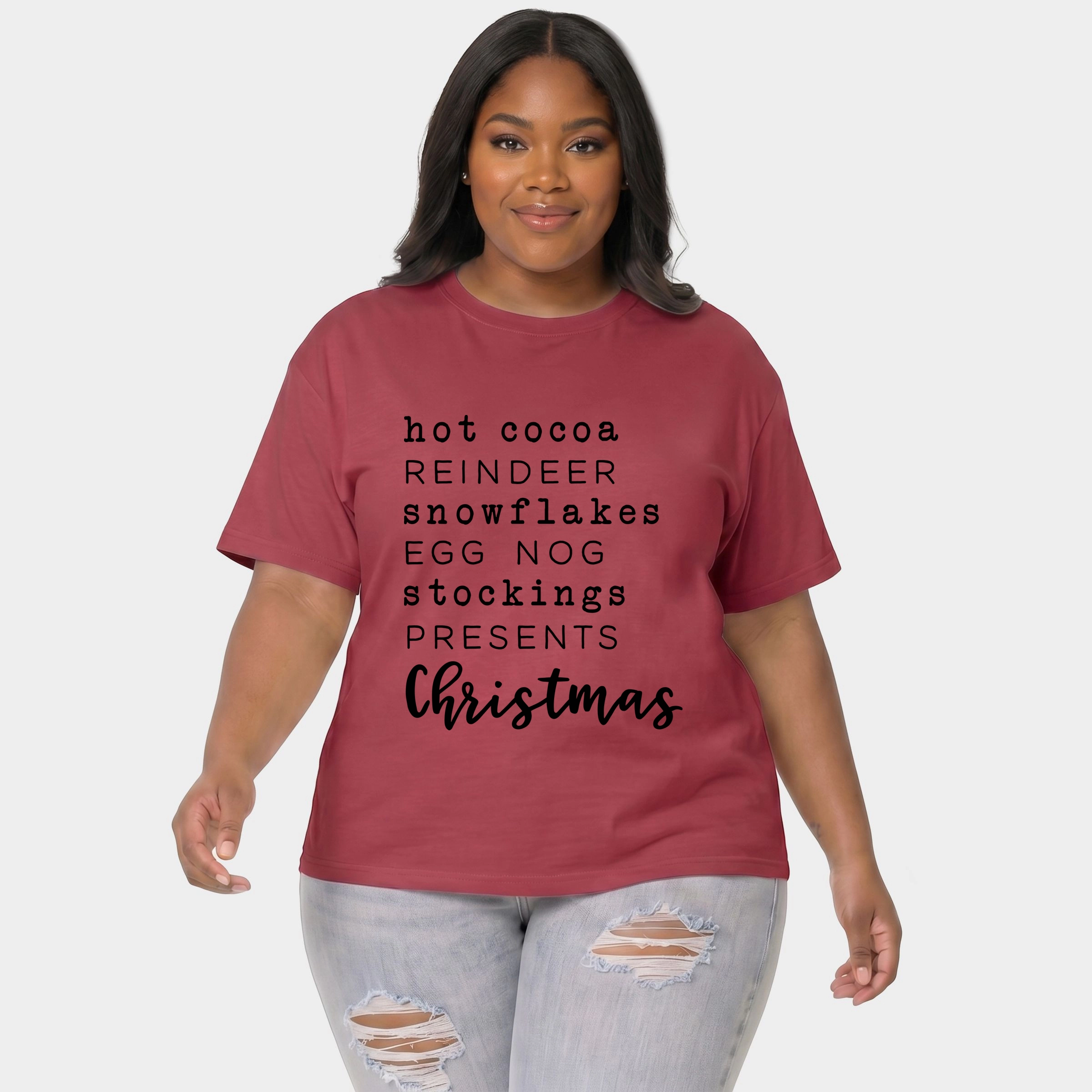 Simply Sage Market - Women's Plus Garment Dyed Tee Christmas Words