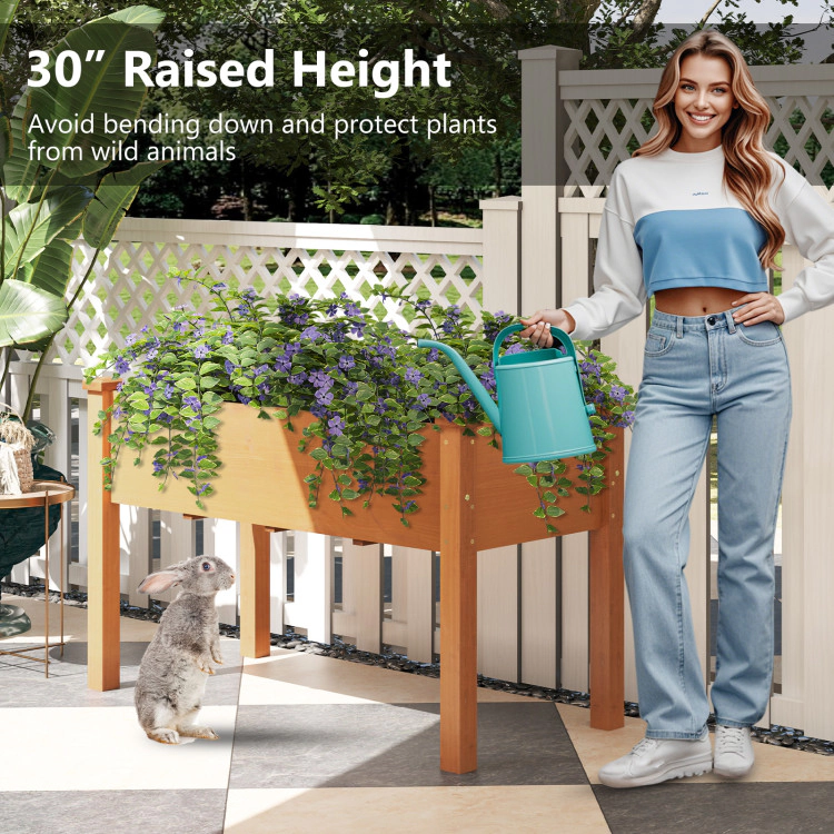 Hivvago Raised Garden Bed with Legs and Drainage Holes for Backyard-Brown