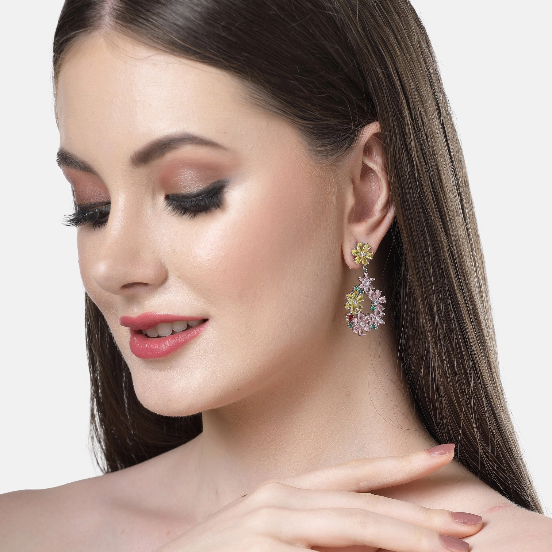 AGP PARIS Womens Diva Collection Dainty Floral Drop Earrings