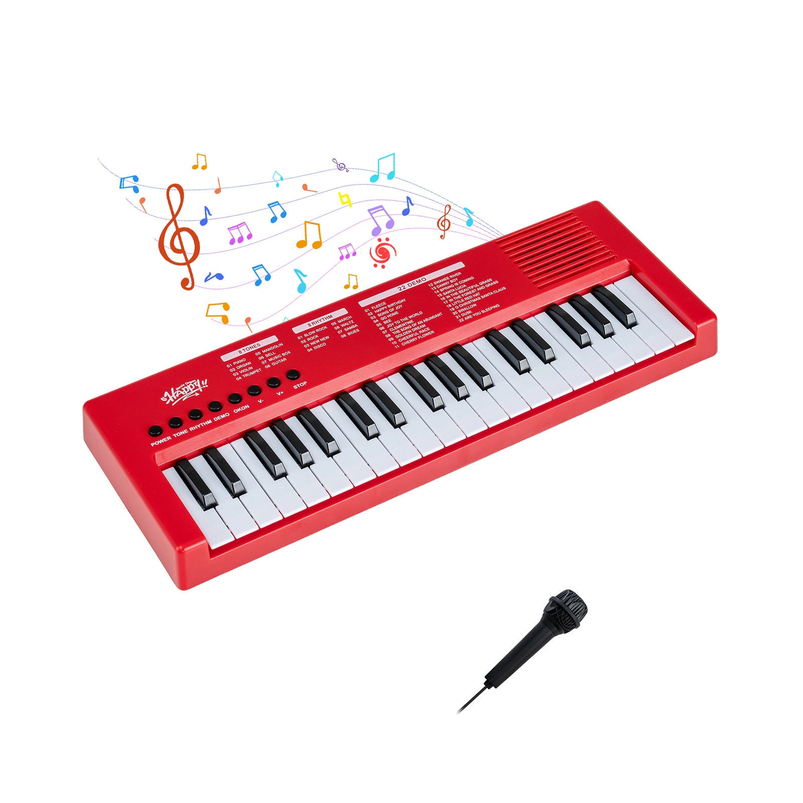 SUGIFT Kids Red 37-Key Electric Keyboard Piano with Microphone and USB Cable 16-in W 6-in D 1.5-in H Ages 3+