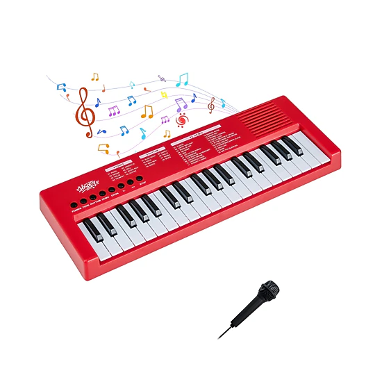 SUGIFT Kids Red 37-Key Electric Keyboard Piano with Microphone and USB Cable 16-in W 6-in D 1.5-in H Ages 3+