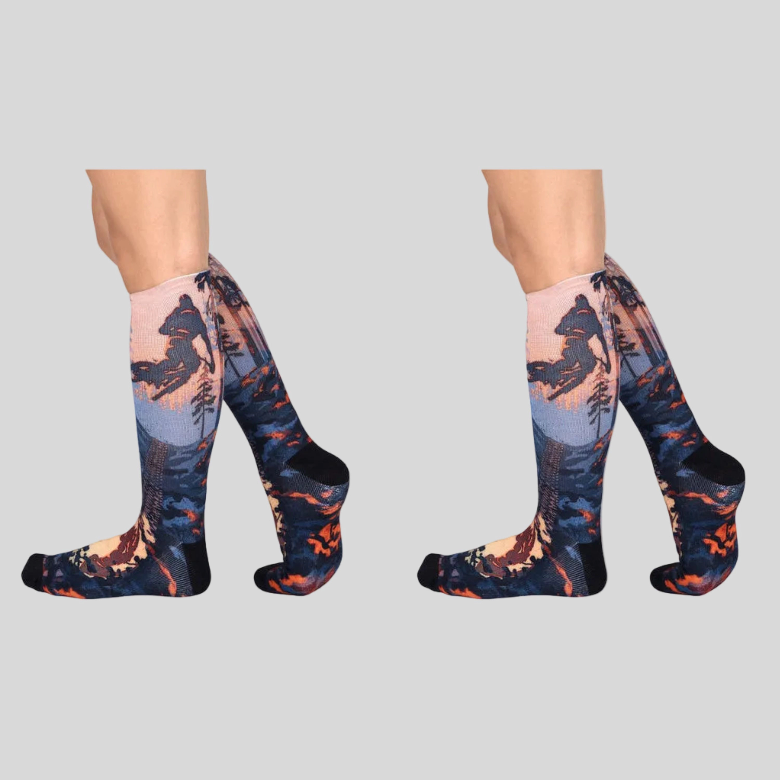 Wear Sierra CoolMax Mud Bike Design Women's Knee-High Pair Pack Socks