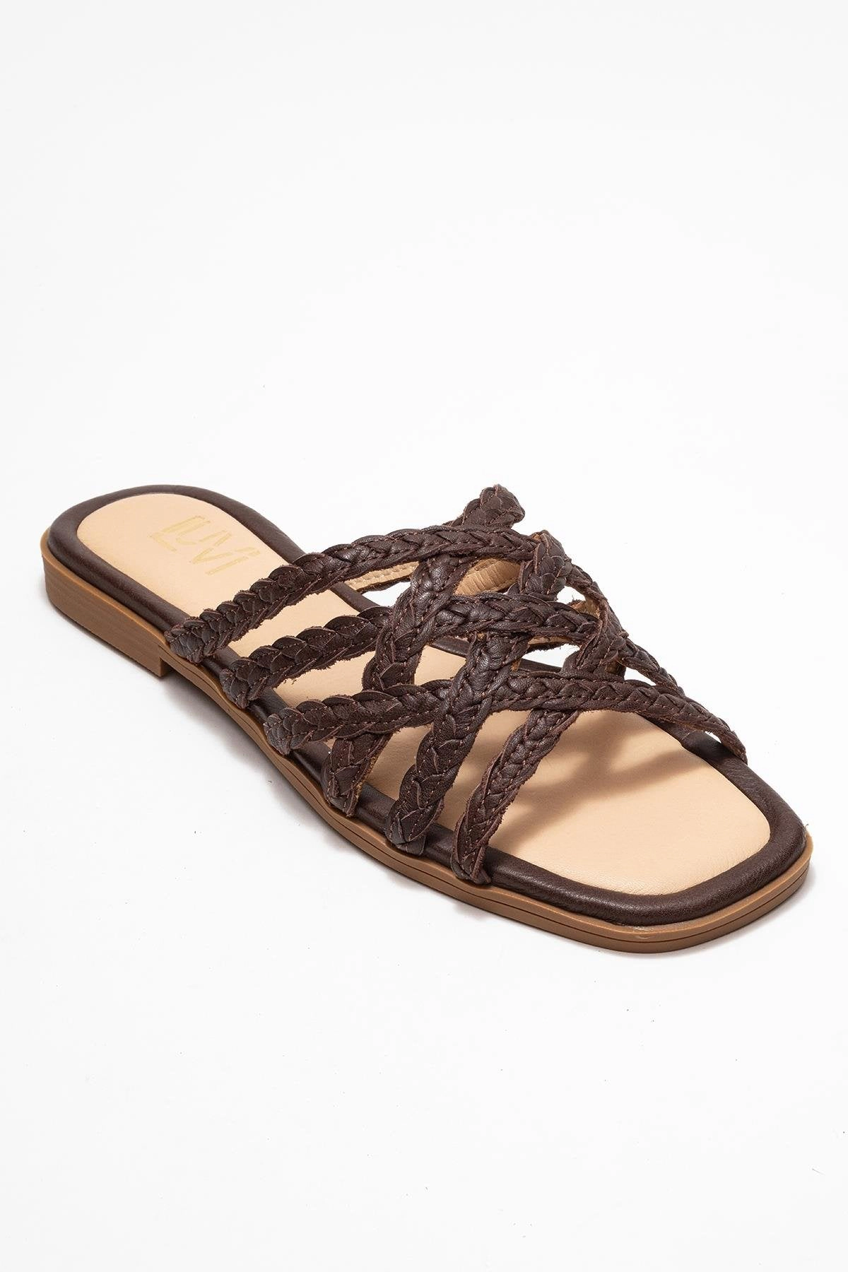 Forever & Always Womens Alisha Leather Slide Sandal