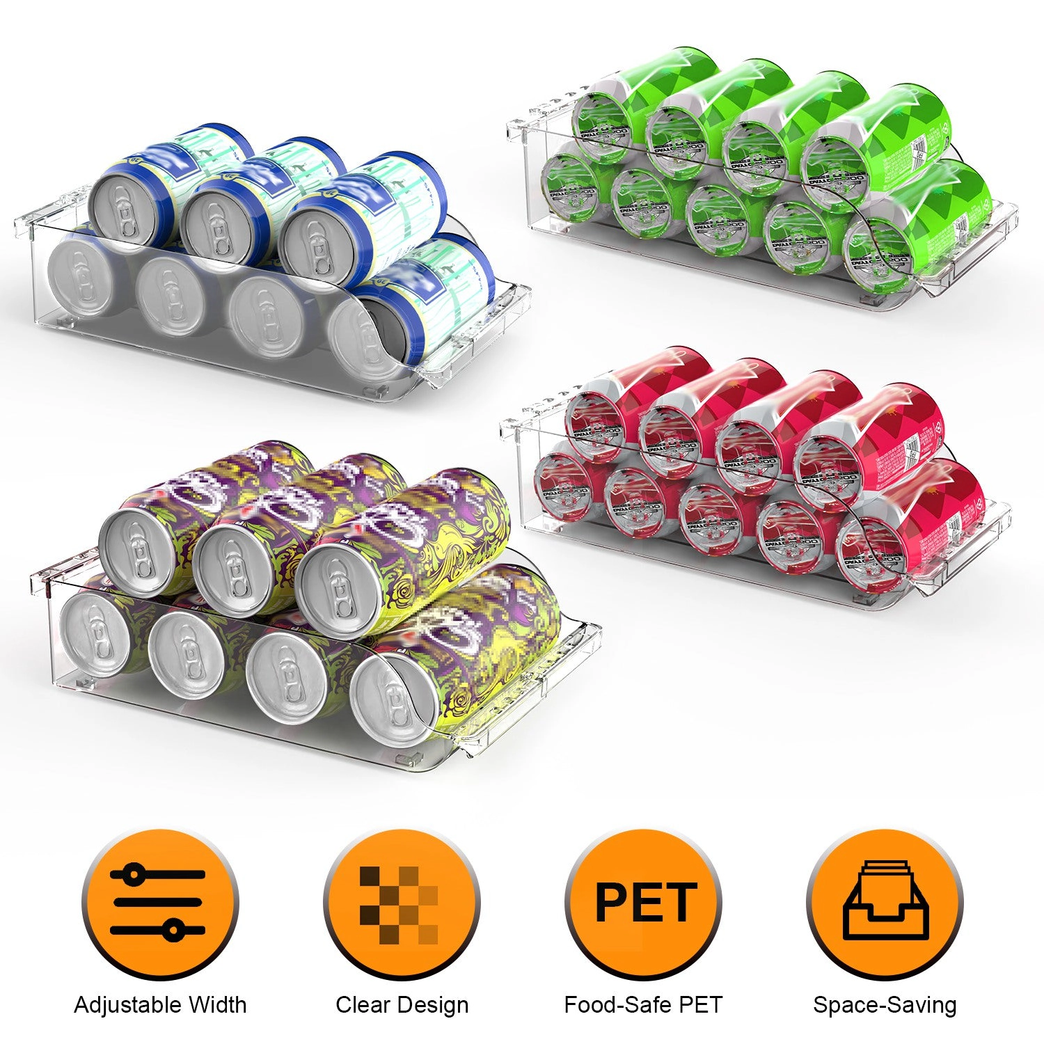 GBruno 4-Piece Adjustable Soda Can Organizer