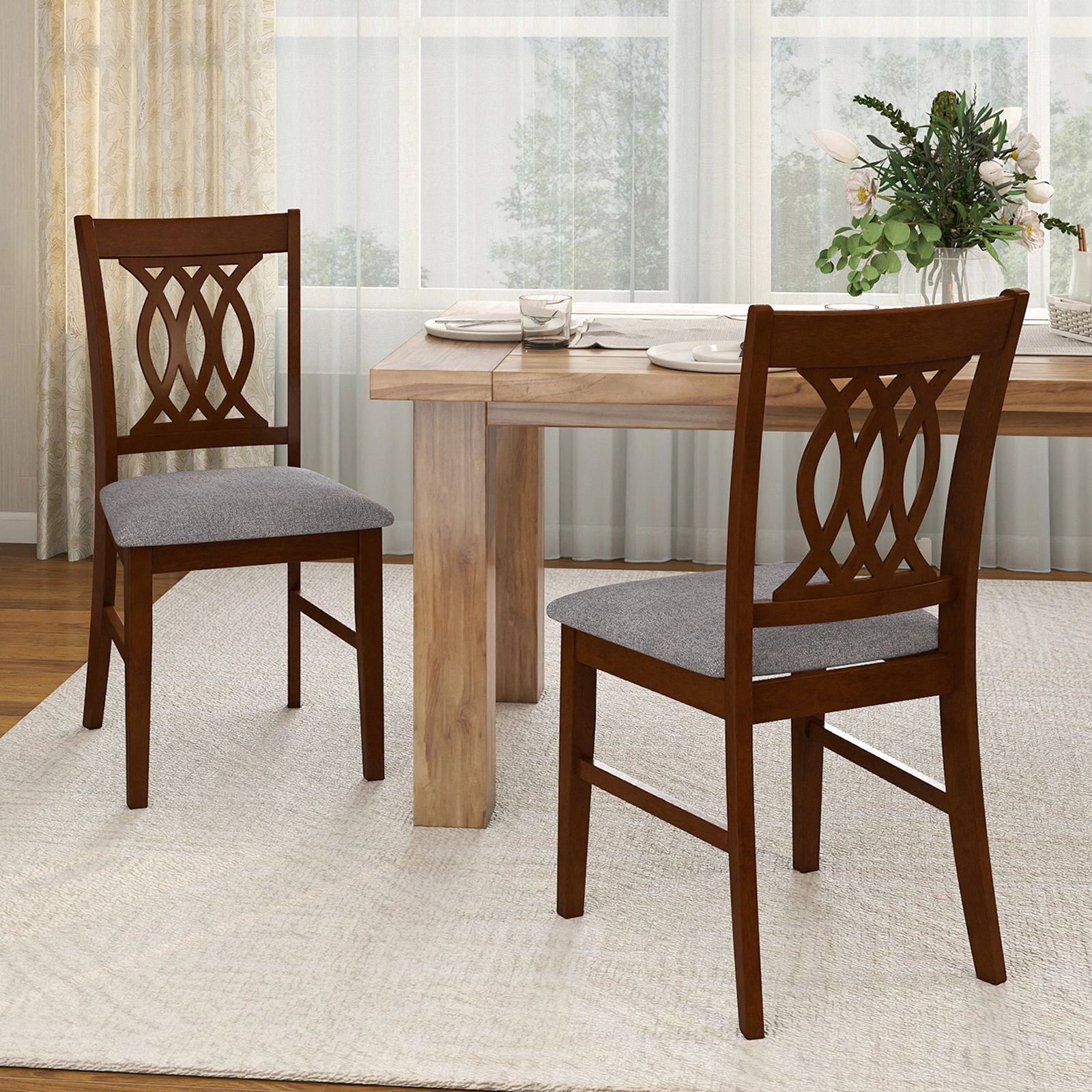 LJG Dining Chairs Set of 2 Dining Room Chairs with Padded Seat for Kitchen Living Room