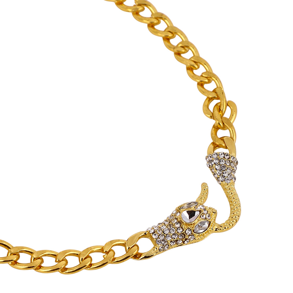SOHI Women's The Bijou-Snakehead Chain Necklace - California Gold