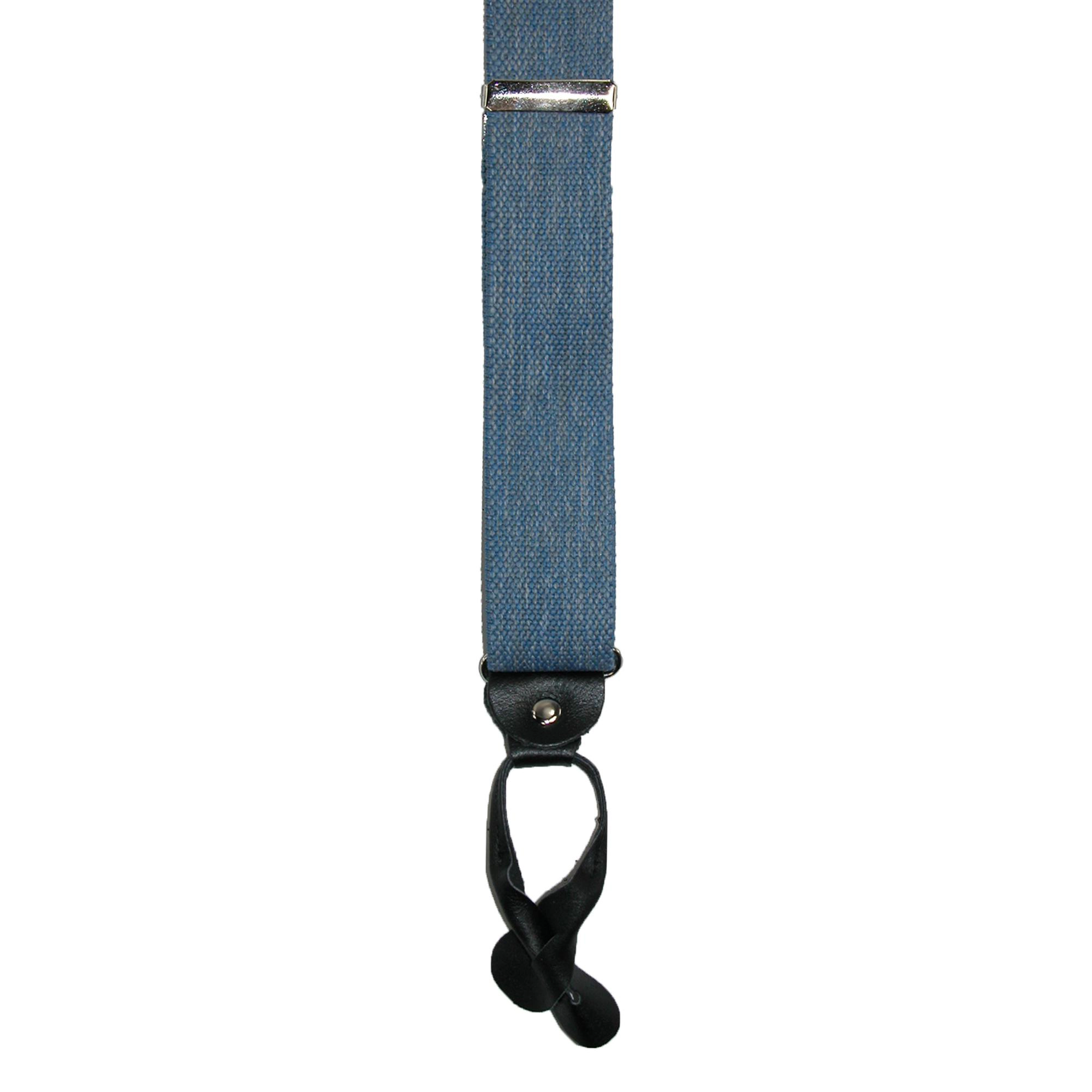 CTM Men's Elastic Denim 2 Inch Button-End Suspenders