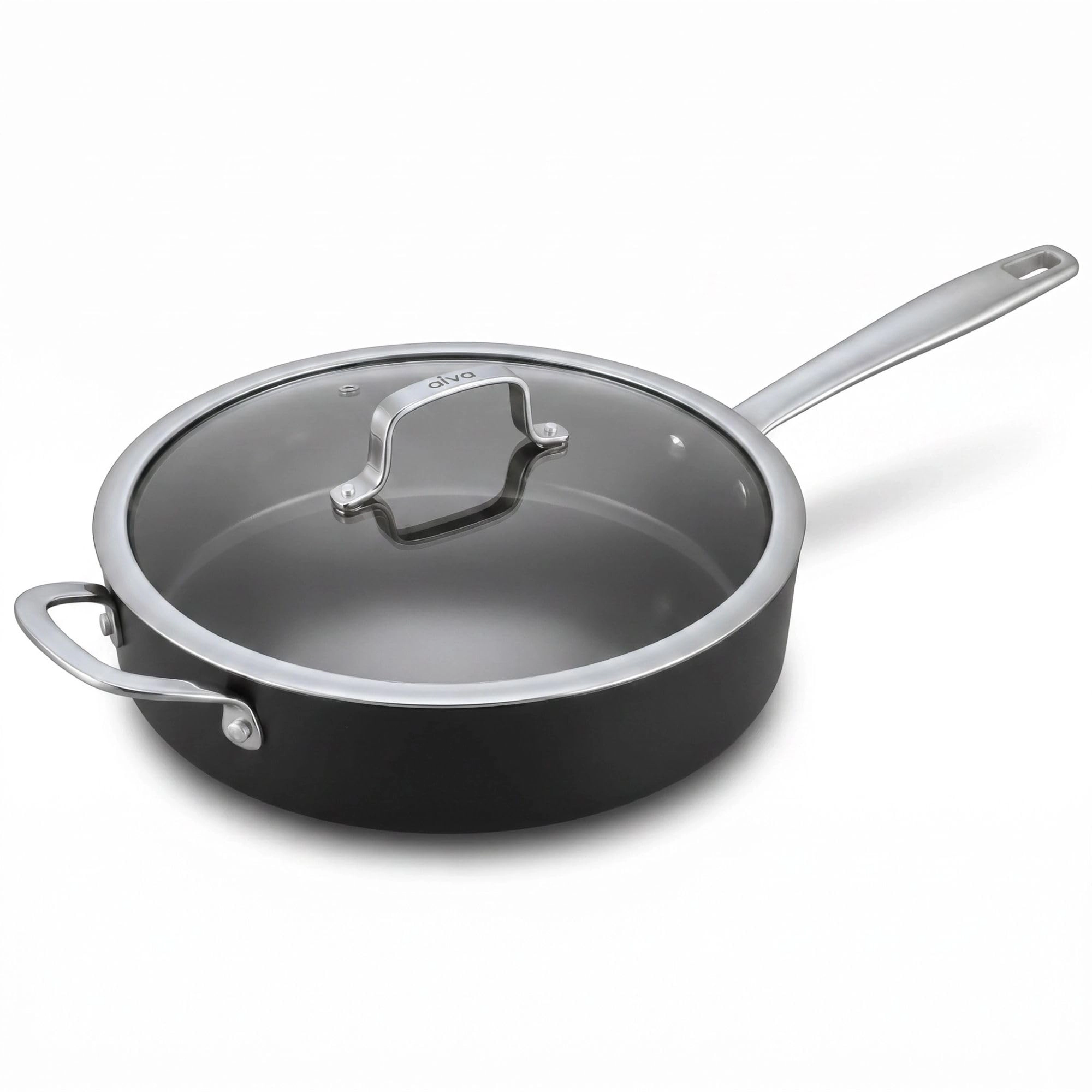 Alva Maestro 4 Qt Ceramic-Coated Aluminum Sauté Pan with Lid, Oven-Safe to 400°F