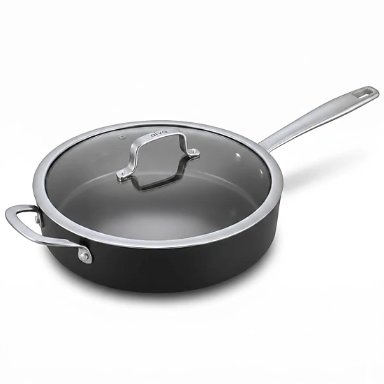 Alva Maestro 4 Qt Ceramic-Coated Aluminum Sauté Pan with Lid, Oven-Safe to 400°F