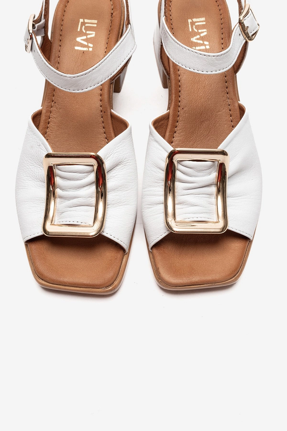 Forever & Always Womens Asha Leather Block Heel Sandal