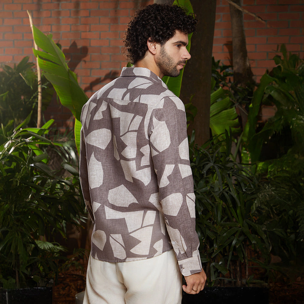 Campus Sutra Men's Abstract Heathered Shirt