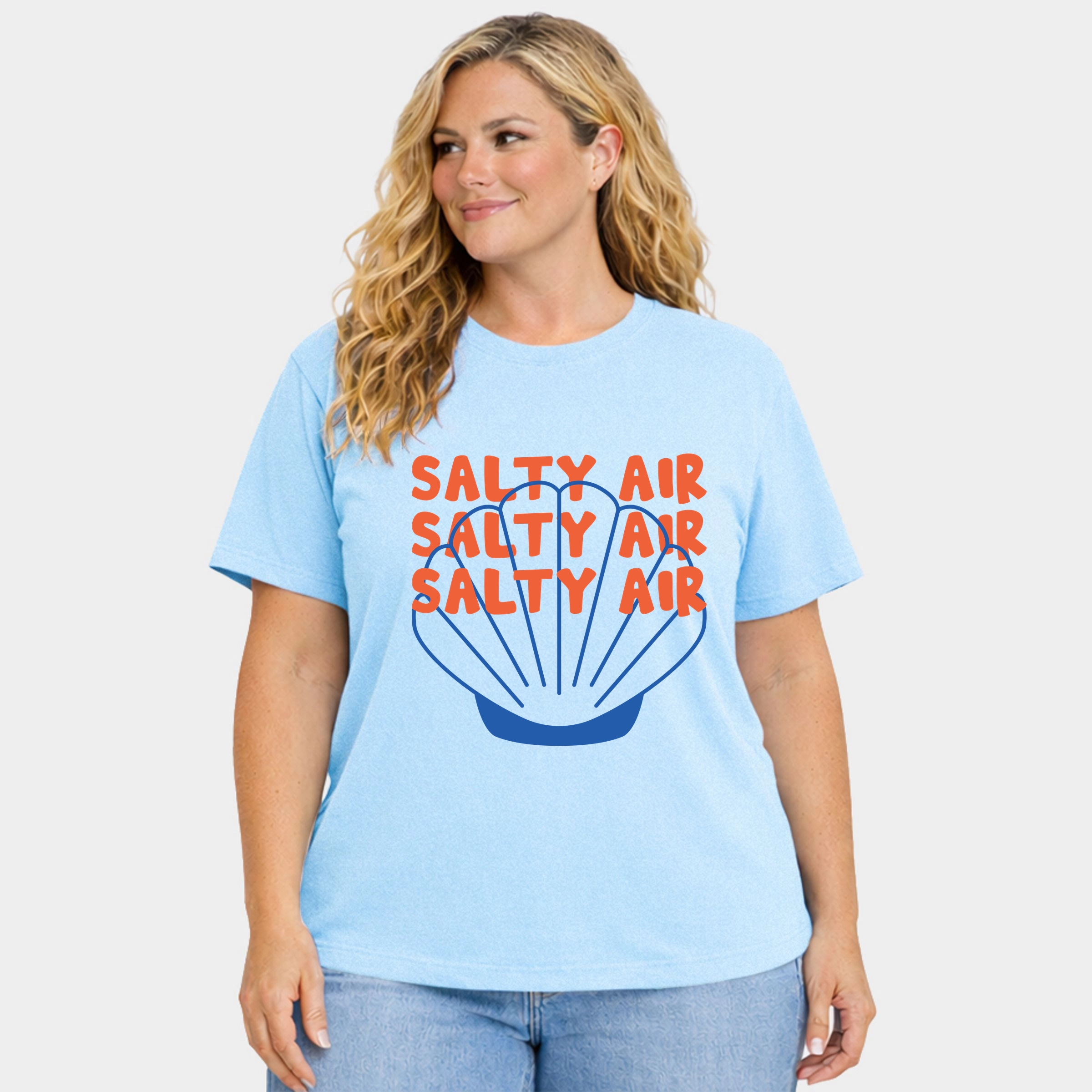 Simply Sage Market - Salty Air Seashell Women's Plus Sized Garment Dyed Graphic T-Shirt