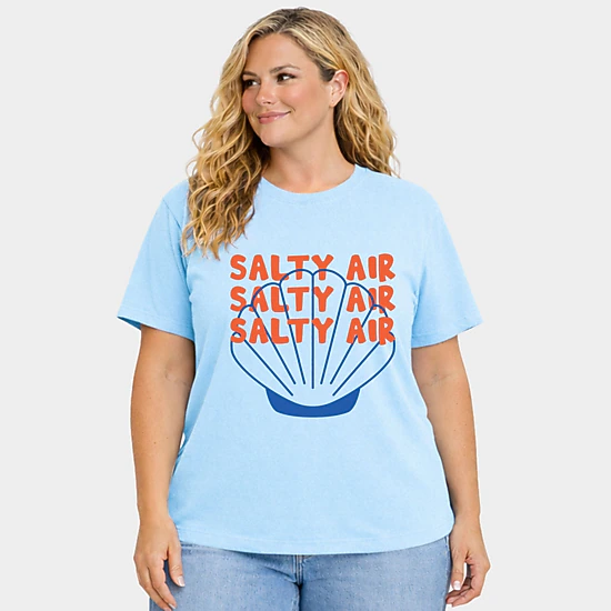 Simply Sage Market - Salty Air Seashell - Women's Plus Sized Garment Dyed Graphic T-Shirt