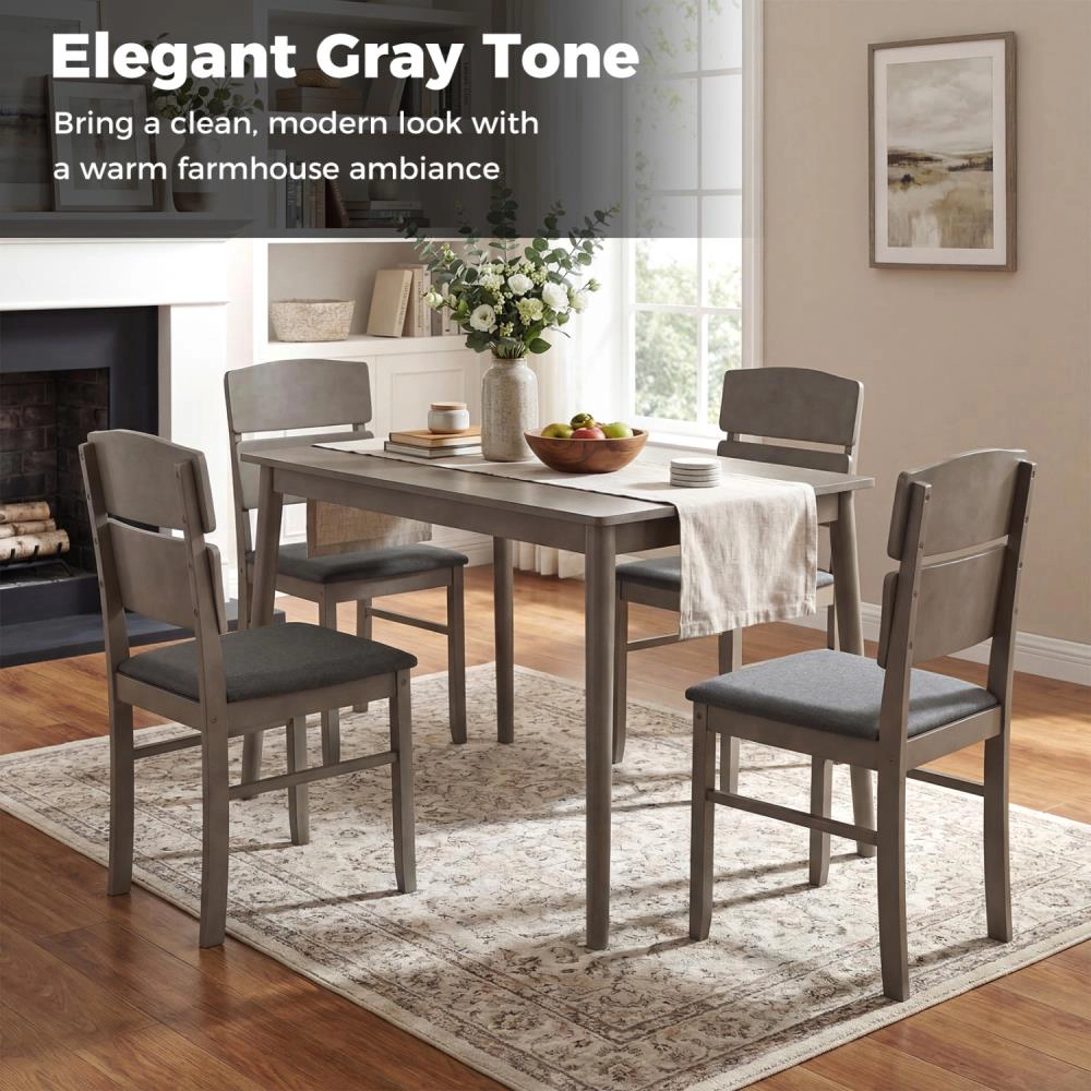 Hivvago 5-Piece Dining Table Set With High Curved Back For 4 People