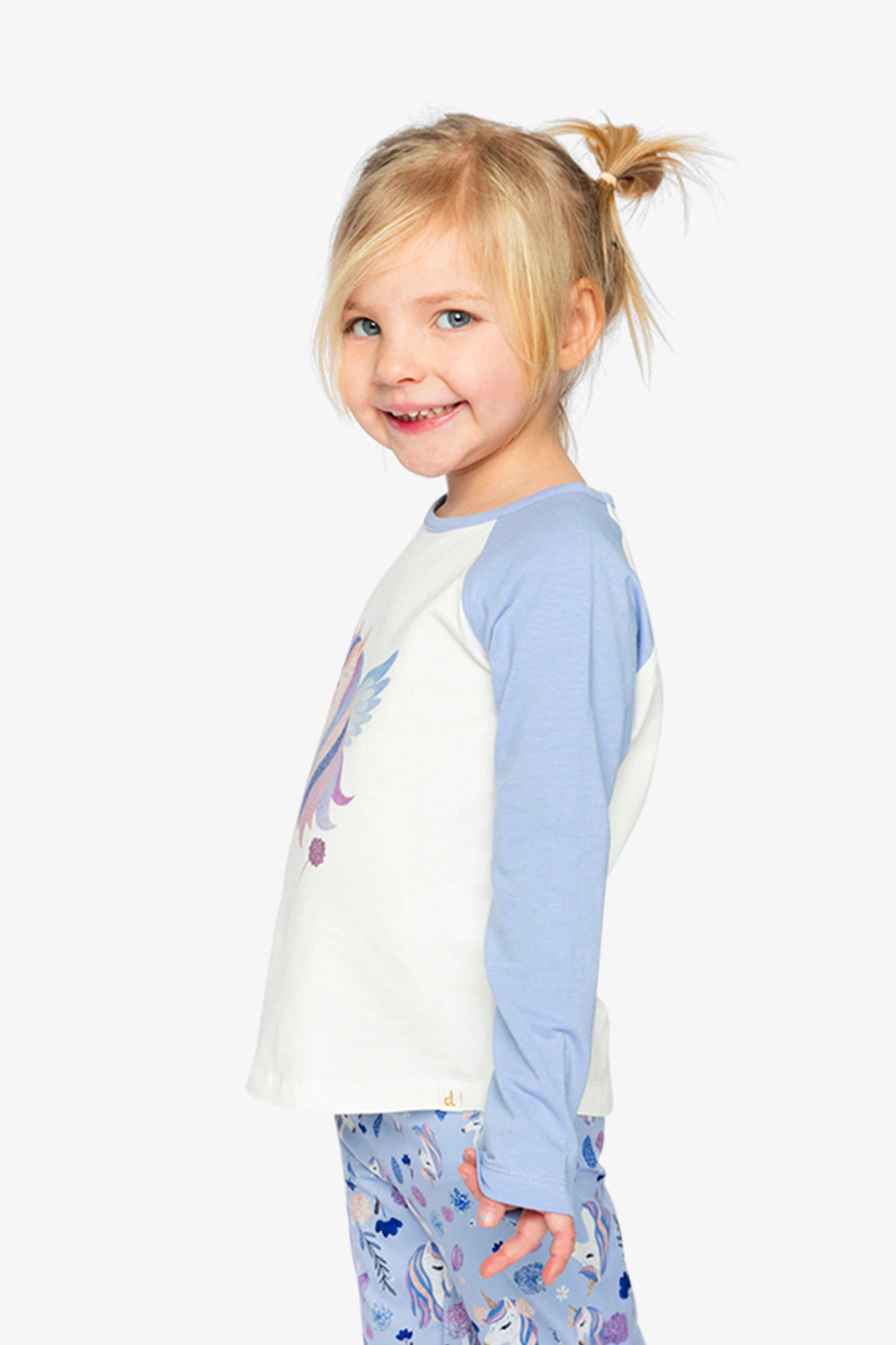 Deux par Girls Raglan Organic Cotton Winged Unicorn Graphic T-Shirt