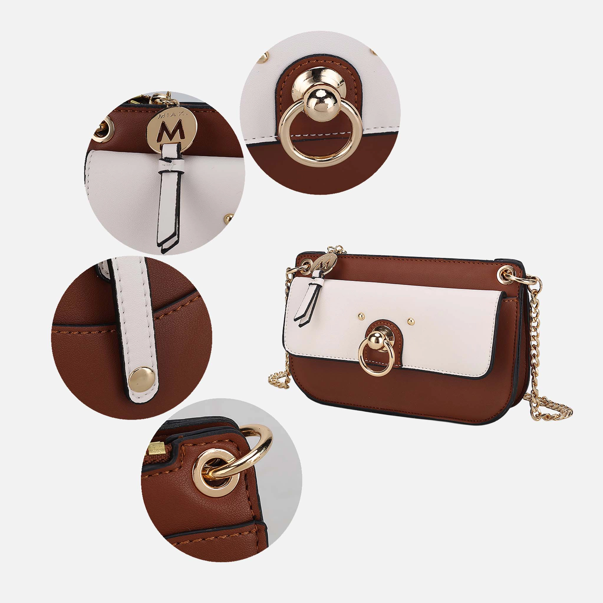 Mia K Collection Jill Color Block Vegan Leather Crossbody Bag