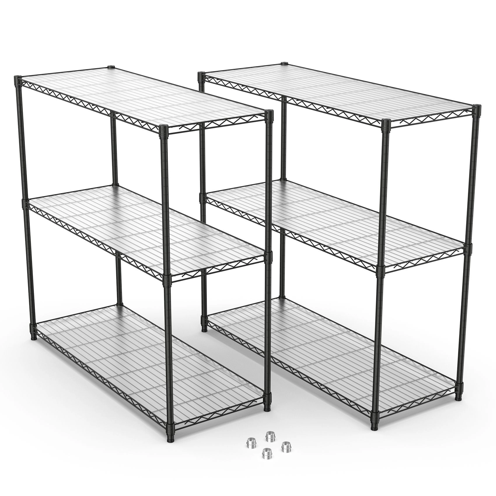 Flynama 2 Pack 3 Tier Wire Shelving Chrome Multi Purpose Organizer for Kitchen Easy Assembly
