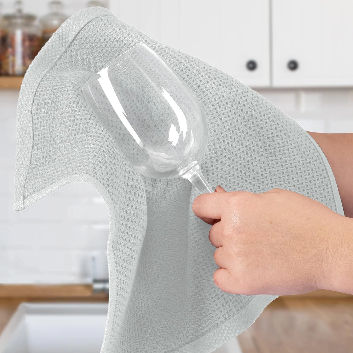 Zulay Kitchen Reusable Towels 3 Pack 100% Cotton Waffle Weave - 12x12” Super Absorbent Dish