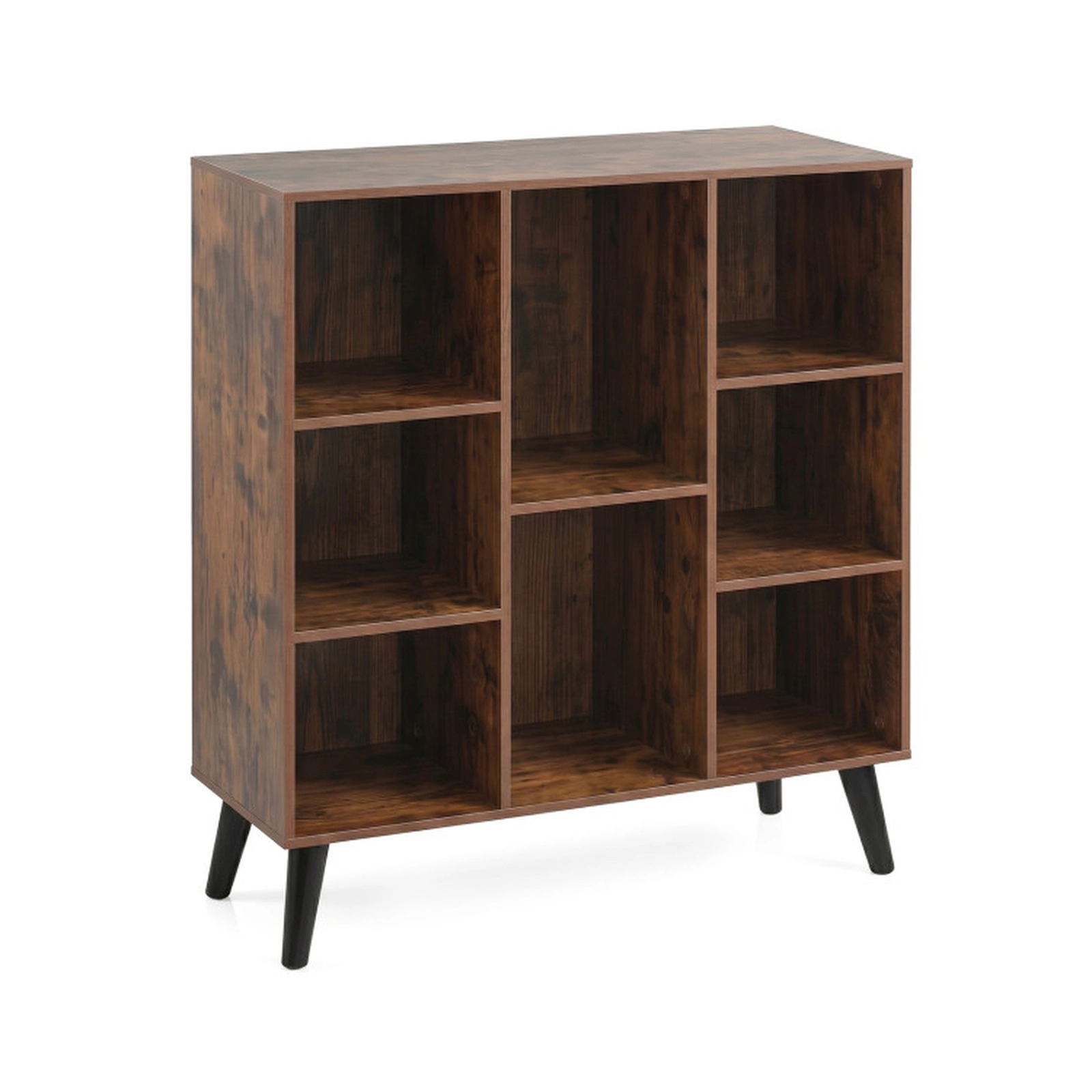 SUGIFT 8-Cube 220-lb Capacity Rustic Brown 37-in Cube Storage Organizer Bookshelf with Raised Legs