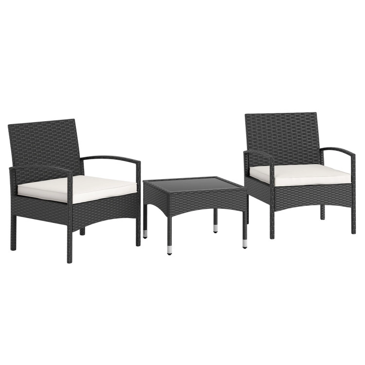 Hivvago 3-Piece Patio Furniture Set Rattan Bistro Chairs With Table