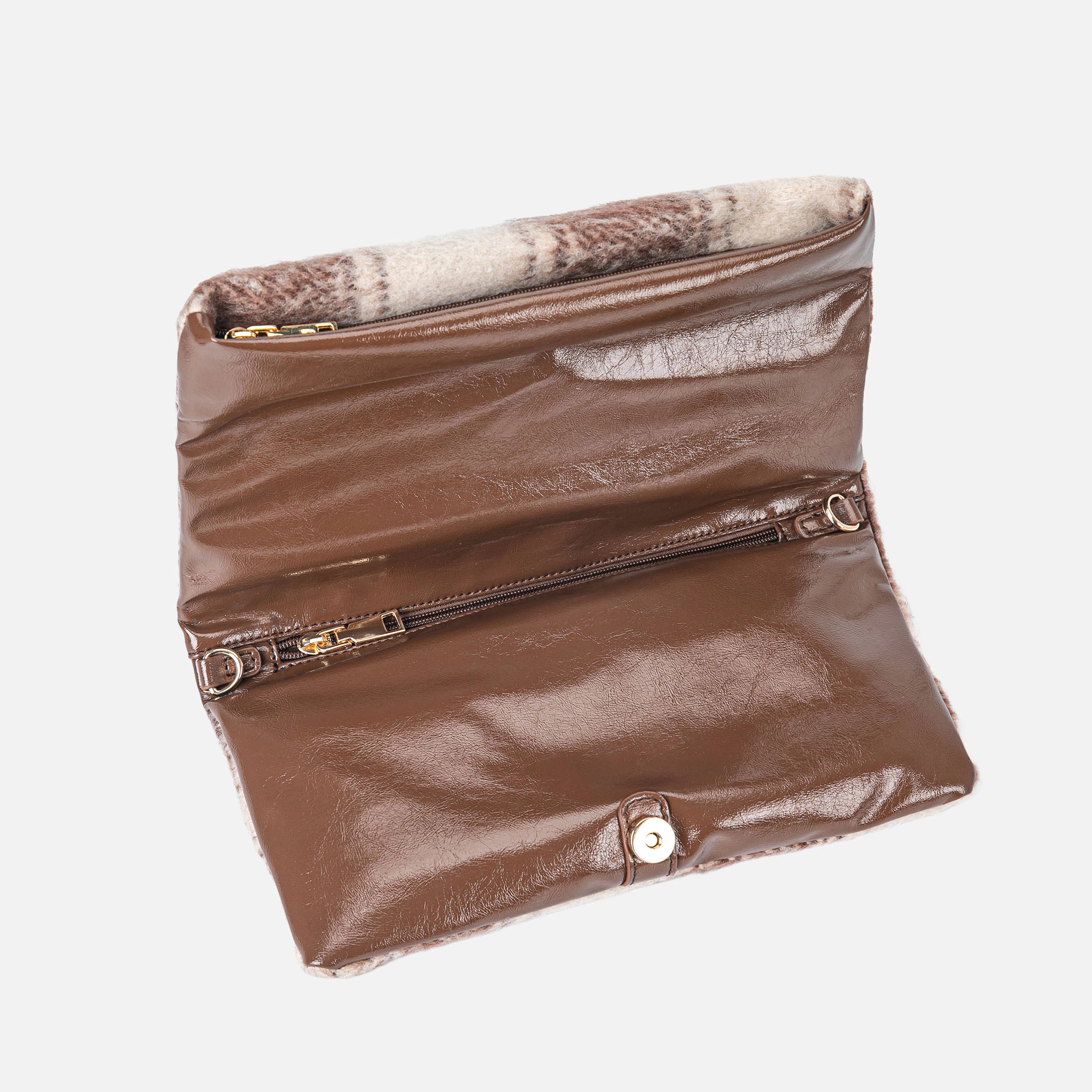 Mia K Collection Koumei Shearling-Trim Vegan Leather Bag
