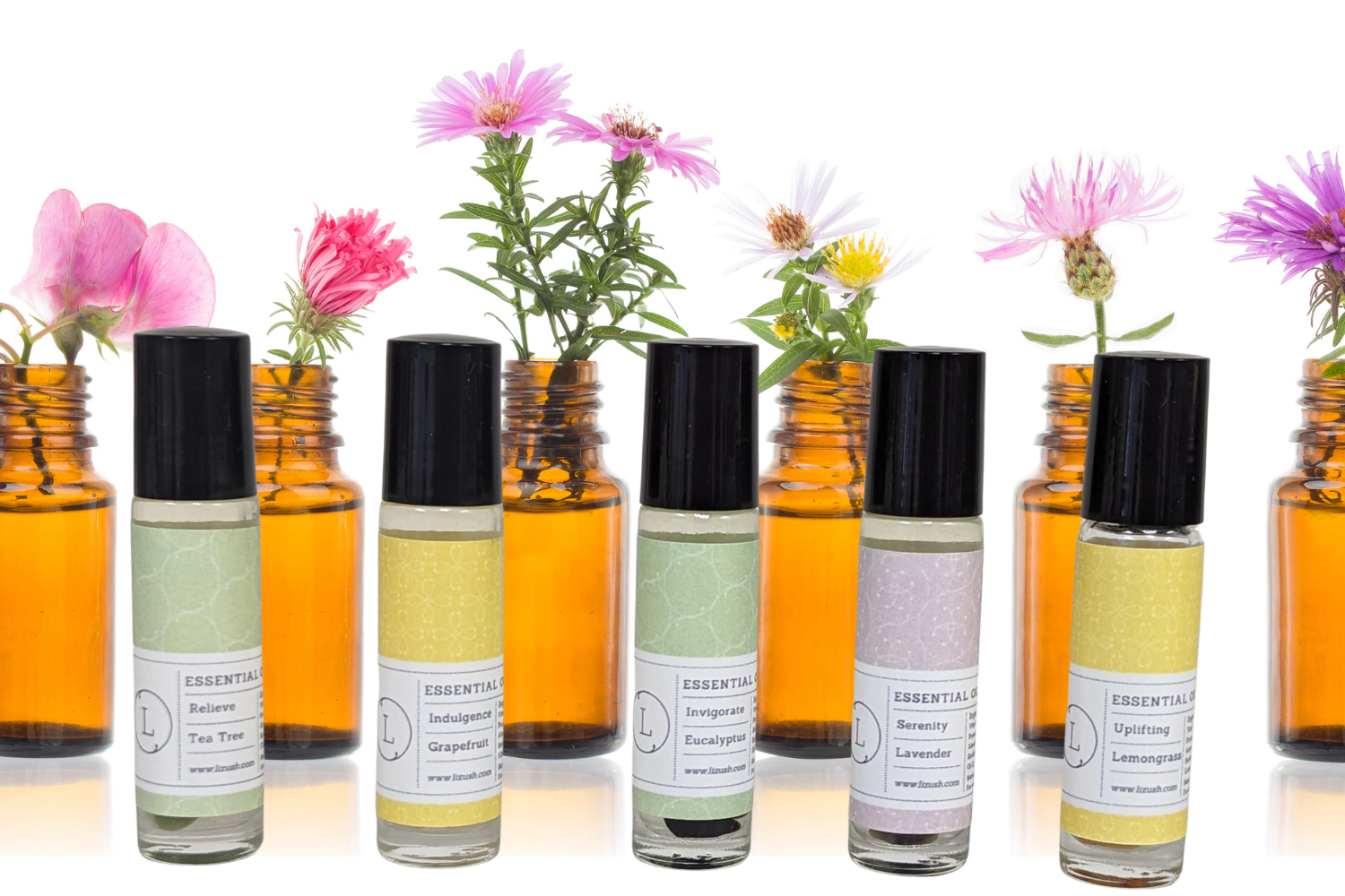 Lizush  Crystals filled Essential Oils Roll-On -  Set of 5 in a gift box