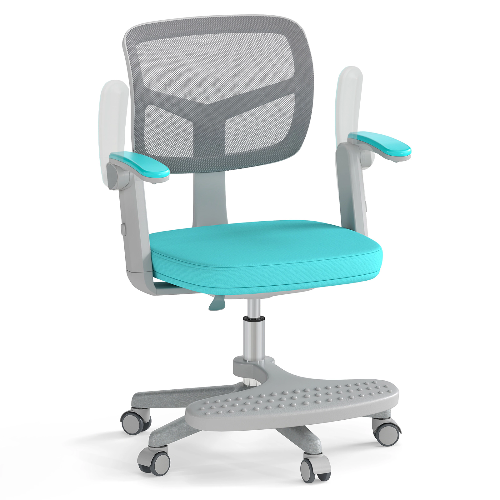 SUGIFT Adjustable Height Armrests and Height-Adjustable Footrest Kids Study Chair