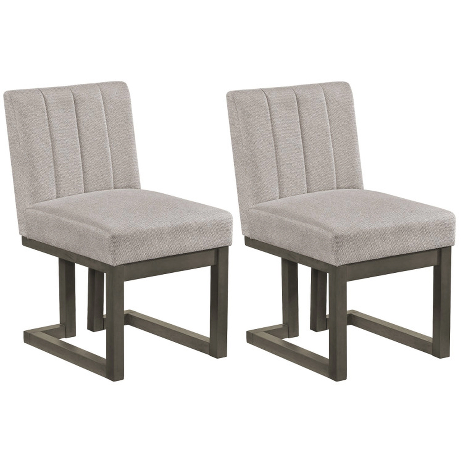 SUGIFT Set of 2 Gray Farmhouse Fabric Dining Chairs, 5.5-in Padded Seat