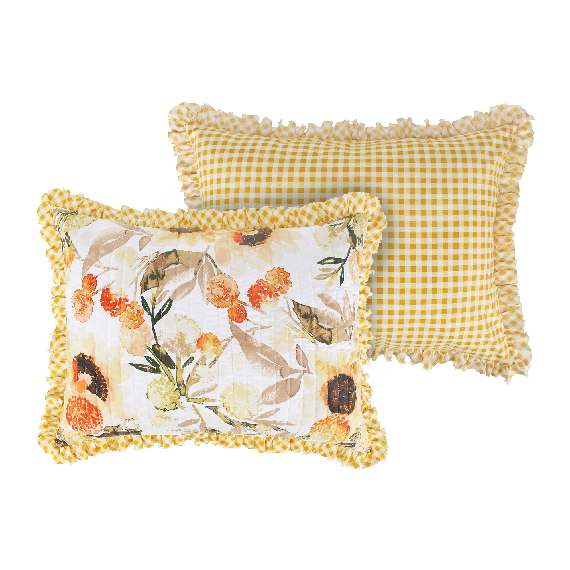 Greenland Home SomerSet Ruffle Trimmed Quilted Reversible Pillow Sham
