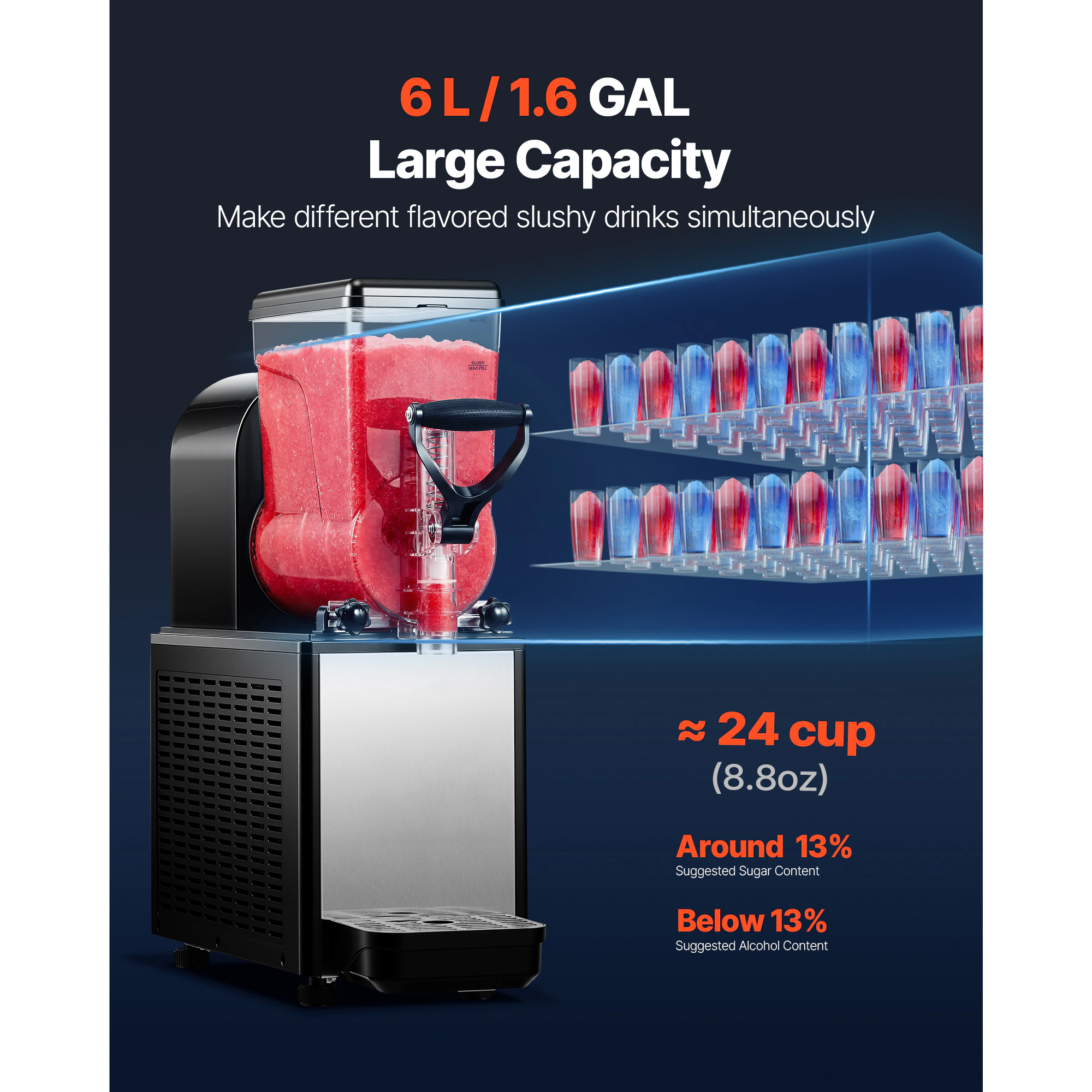 HONGGE Slushie Machine, Commercial Slushy Maker, Frozen Drink Maker with Self-Cleaning