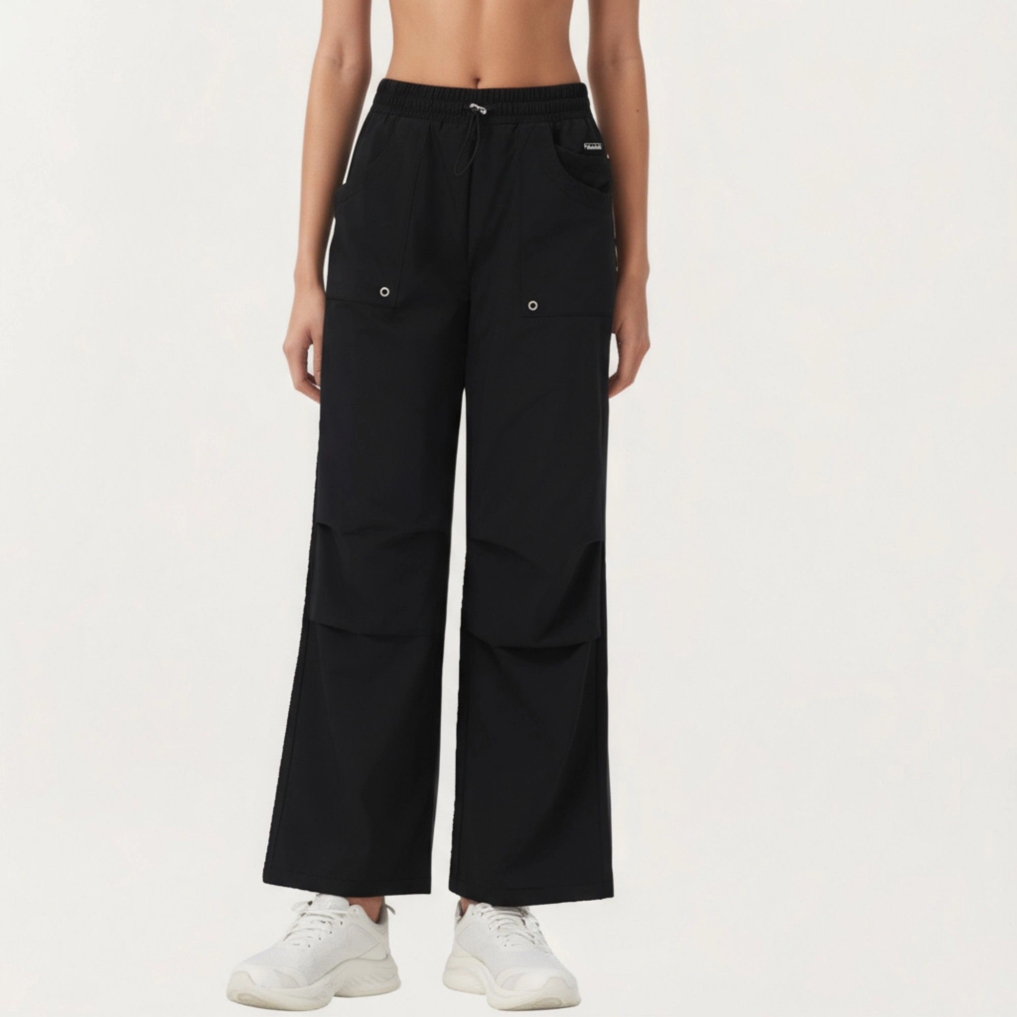 Anna-Kaci Women's High-Waist Wide-Leg Cargo Sweatpants with Adjustable Drawstring and Utility Pocket Design