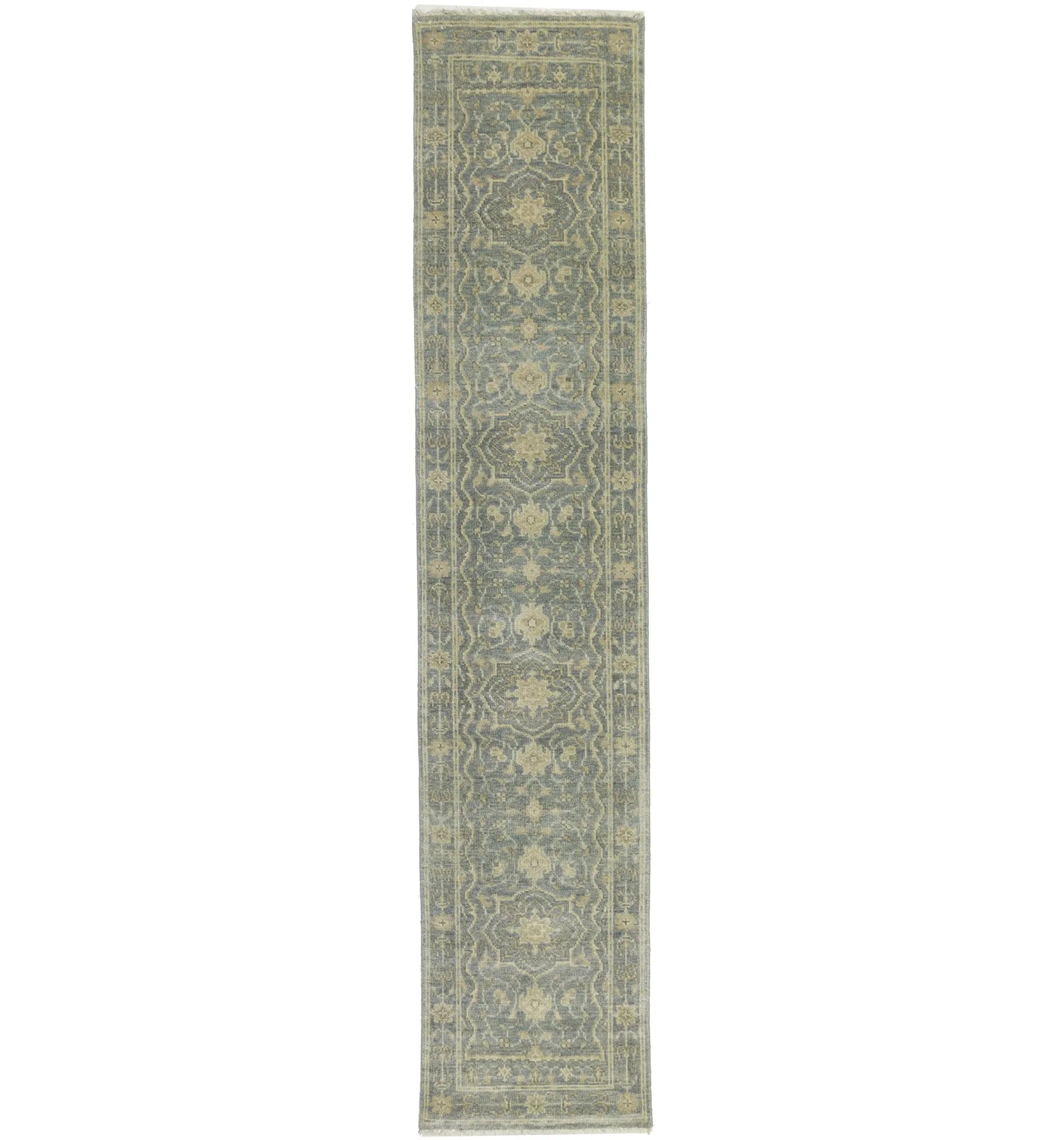 Magic Rugs Muted Gray Floral 2'5X11'9 Transitional Oriental Runner Rug