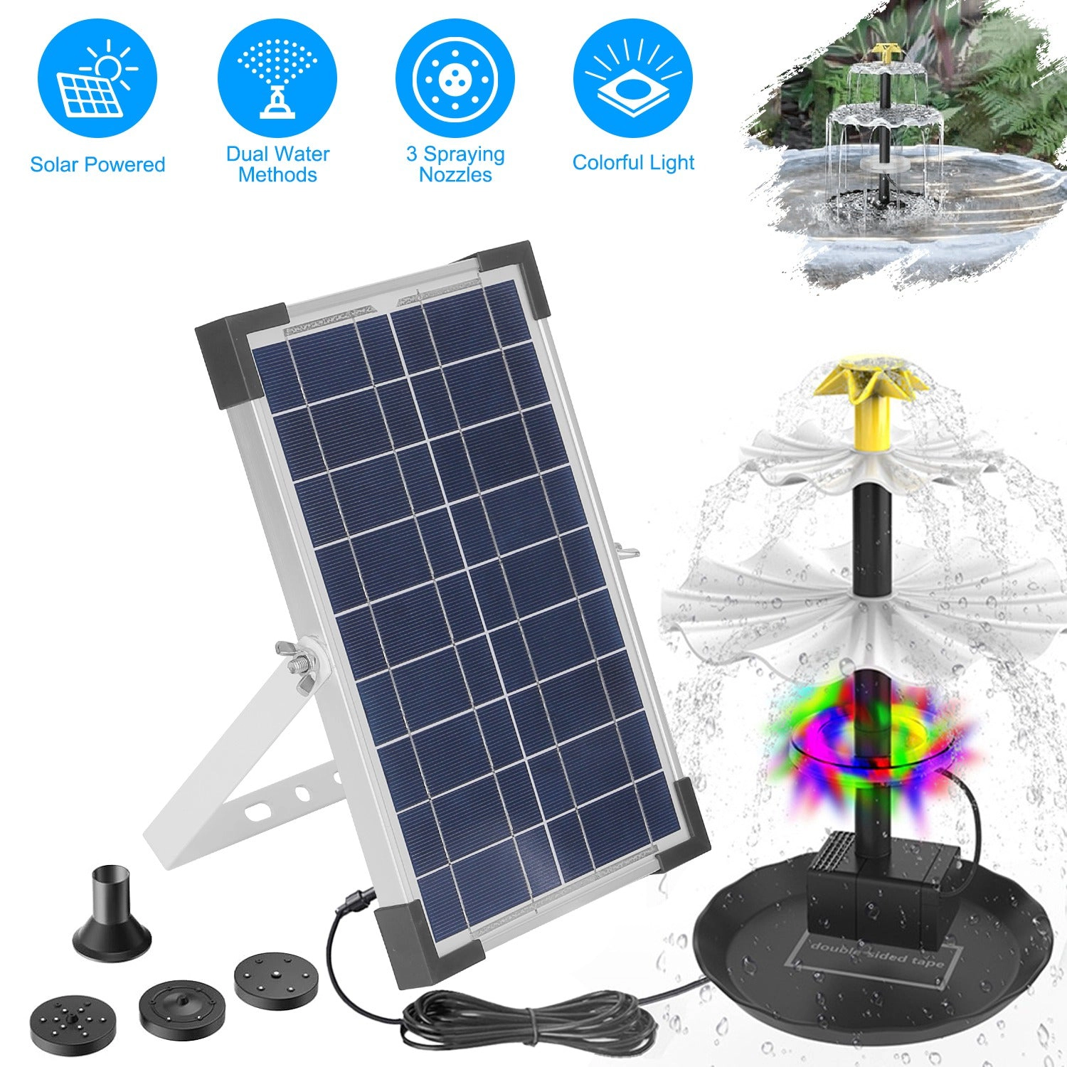 IMounTEK Unisex 3-Tier Solar Bird Bath Fountain