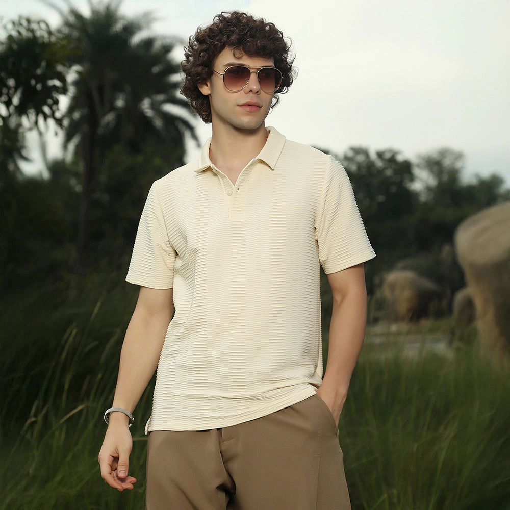 Flatten-Ruched Polo T-Shirt