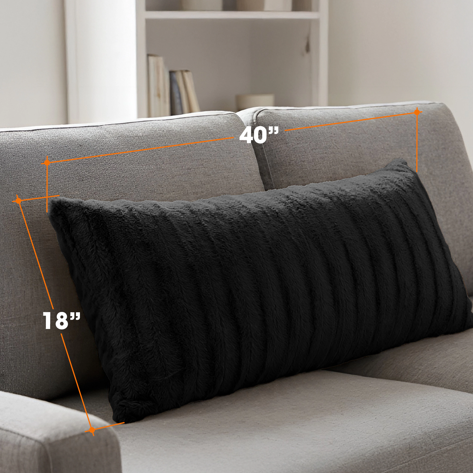 Cheer Collection 18 x 40-Inch Reversible Faux Fur Long Decorative Body Pillow with Plush Insert