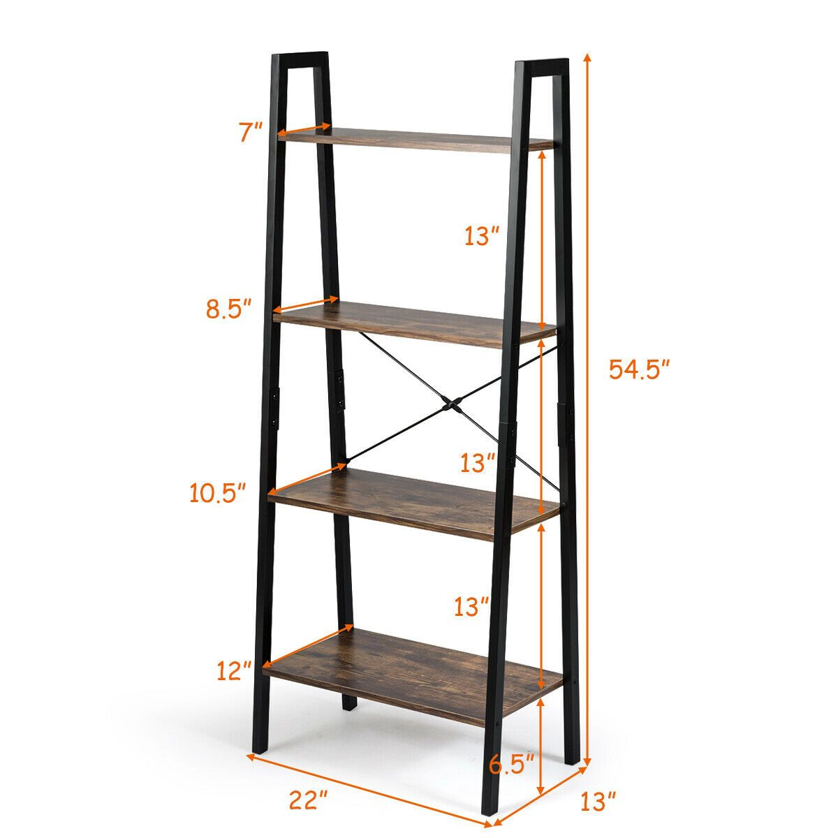 SlickBlue Modern 4-Tier Ladder Shelf with Open Storage