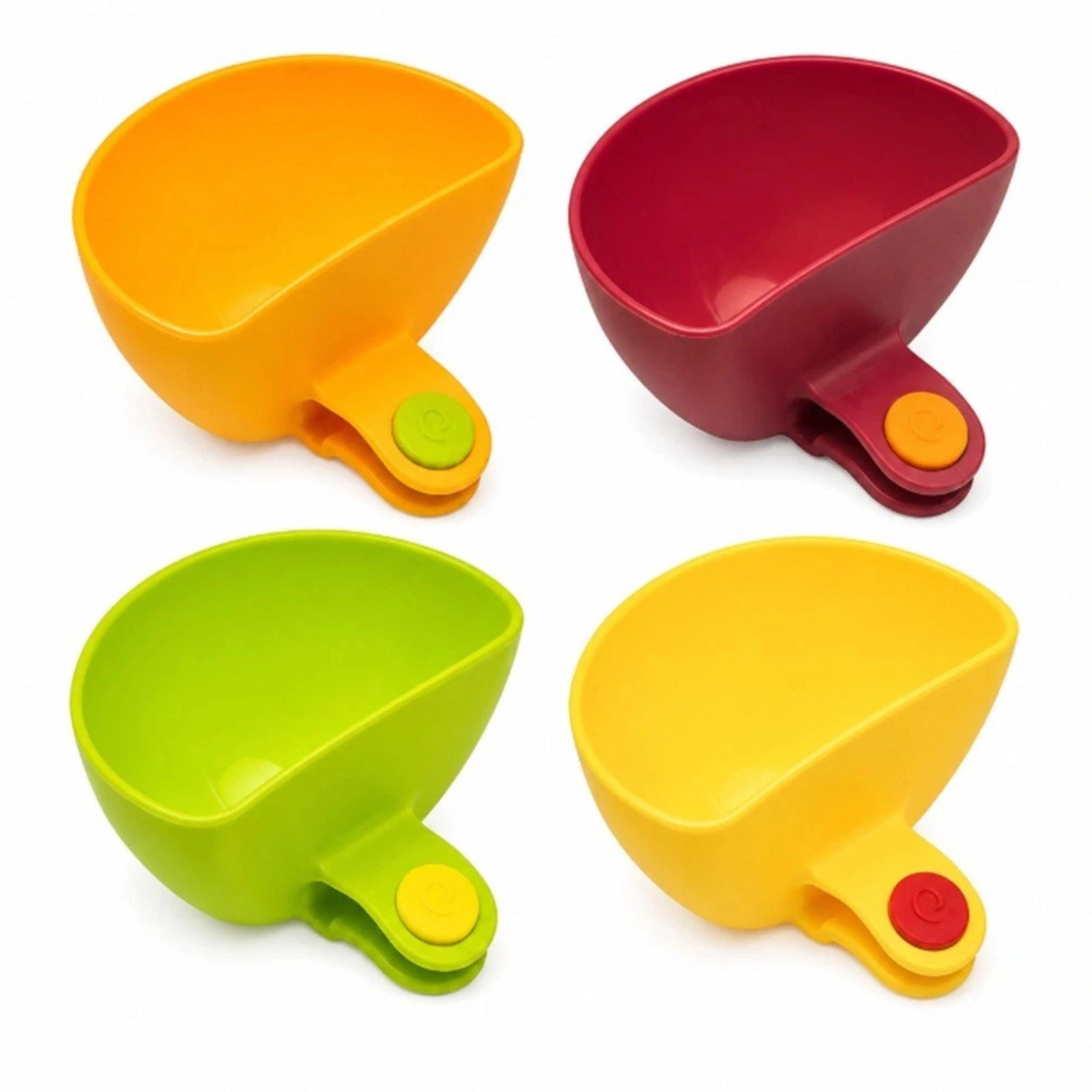Home Collection Pack of 4 Clip-On Dip Bowls Plate Sauce Holders Snack Serving Set