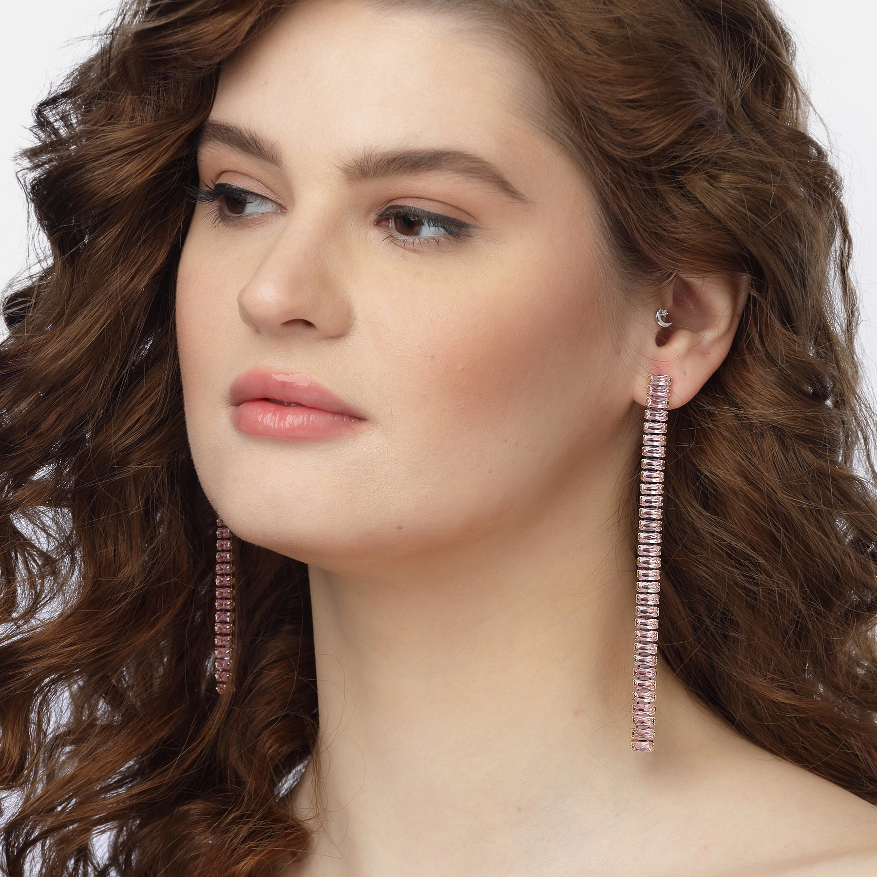 AGP PARIS Womens Pink Long Linear Drop Earrings