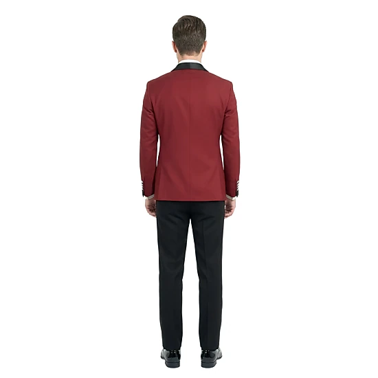 Tazzio Mens Satin Cuffed Sleeve Double Breasted Tuxedo 2pc Set, Skinny-Fit