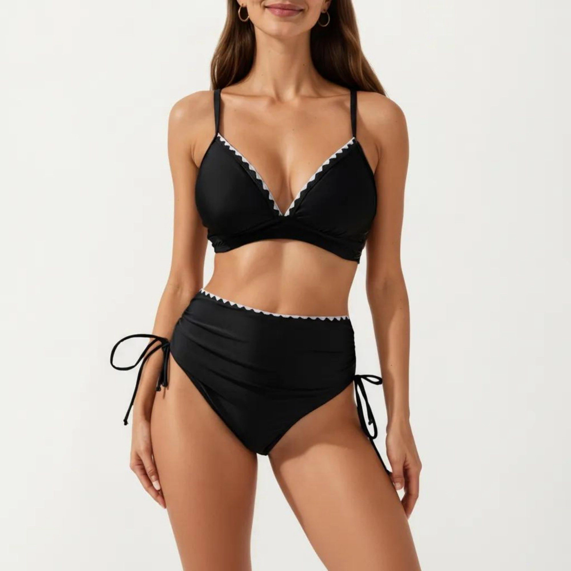 Anna-Kaci Women’s High-Rise Triangle Bralette Bikini Set