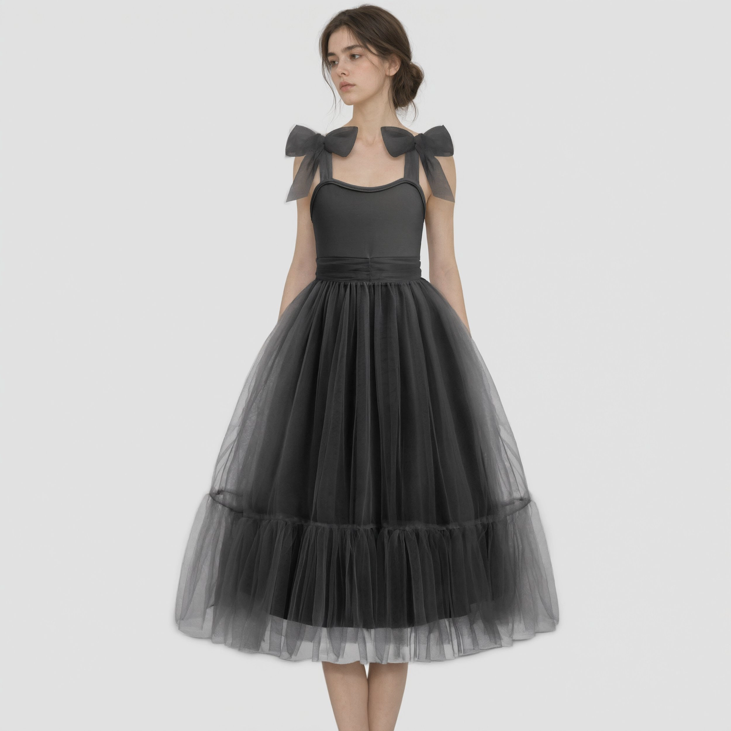 Arshiner Girls Dresses Summer Sleeveless Bowtie Straps Birthday Party Long Tulle Dress