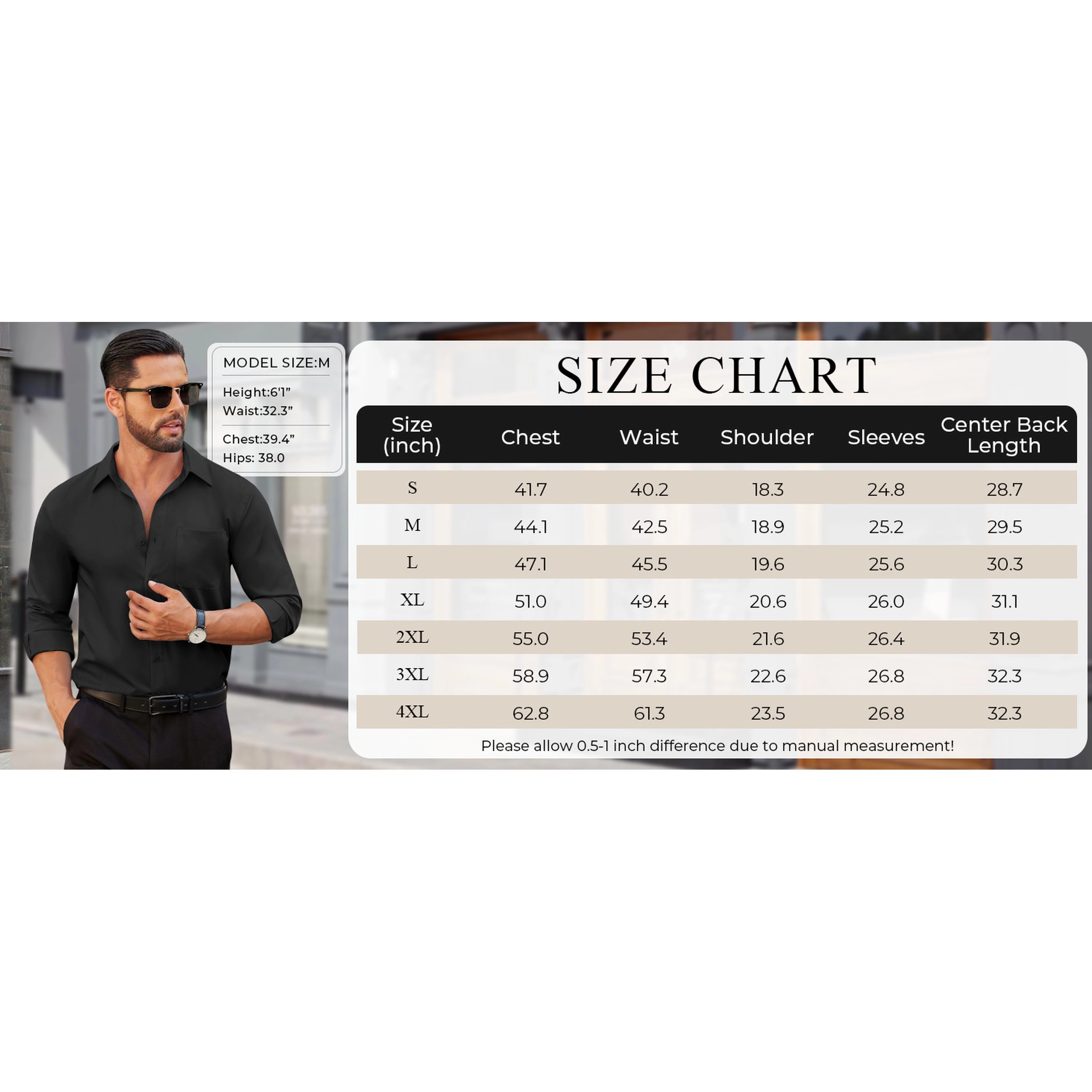 COOFANDY Men's Regular Fit Long Sleeve Collar Neck Dress Shirt