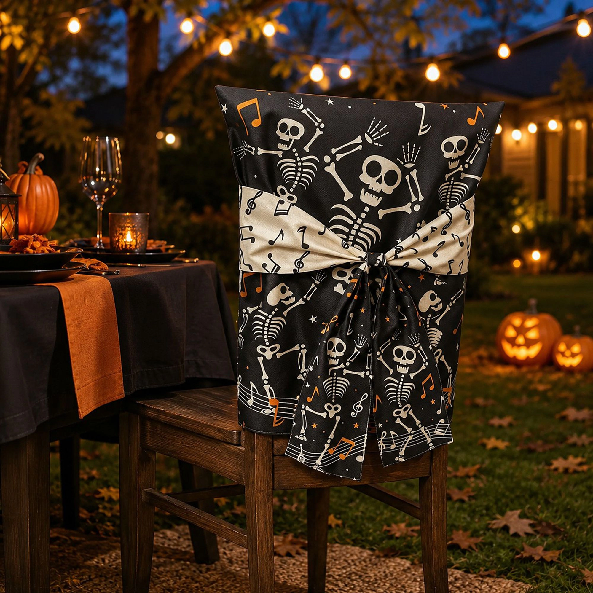 Alilang Halloween Decorative Bow Dining Chair Back Cover
