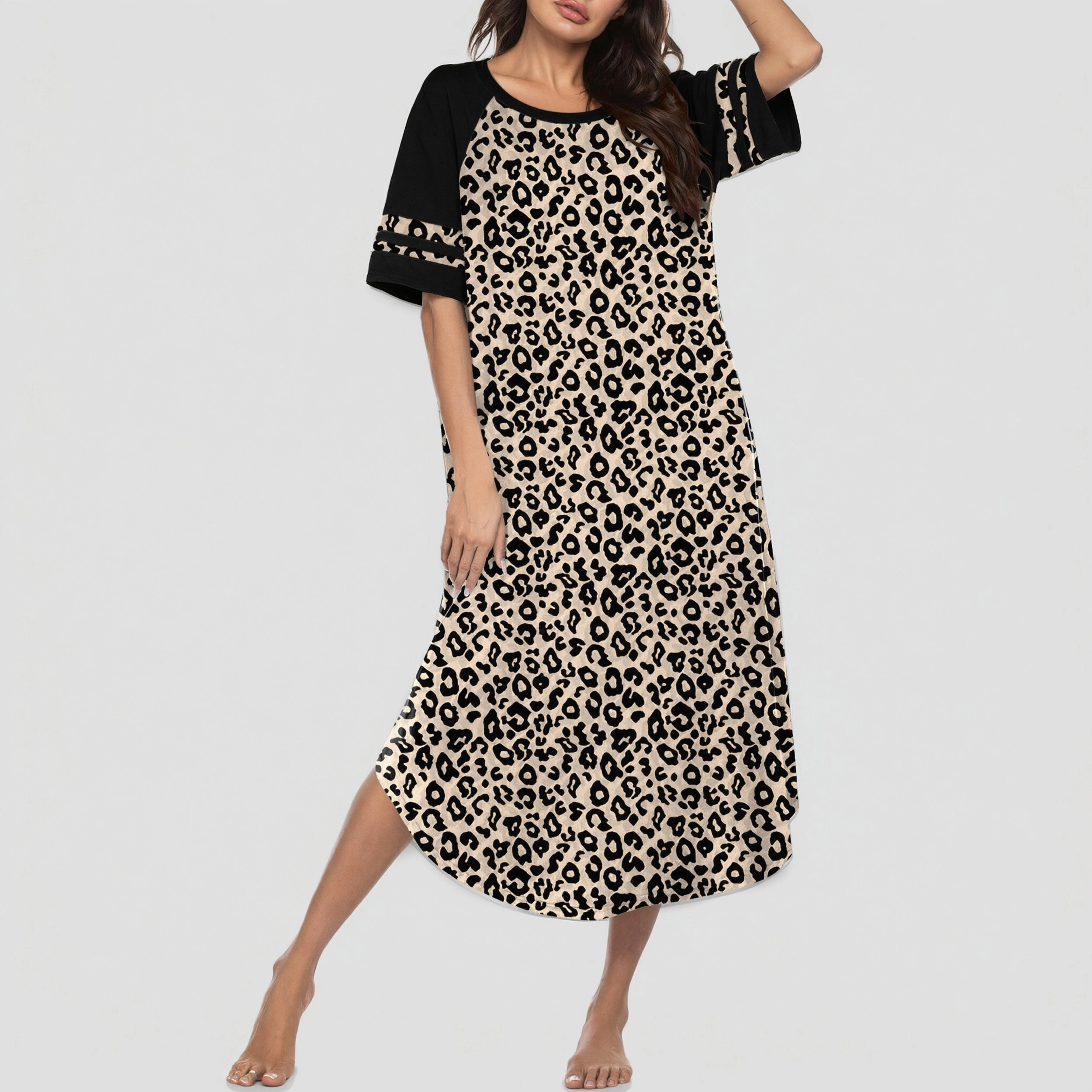 Ekouaer Nightgowns for Womens Cotton Long Night Gowns Plus Moo Moos Short Sleeve House Dress Sleep